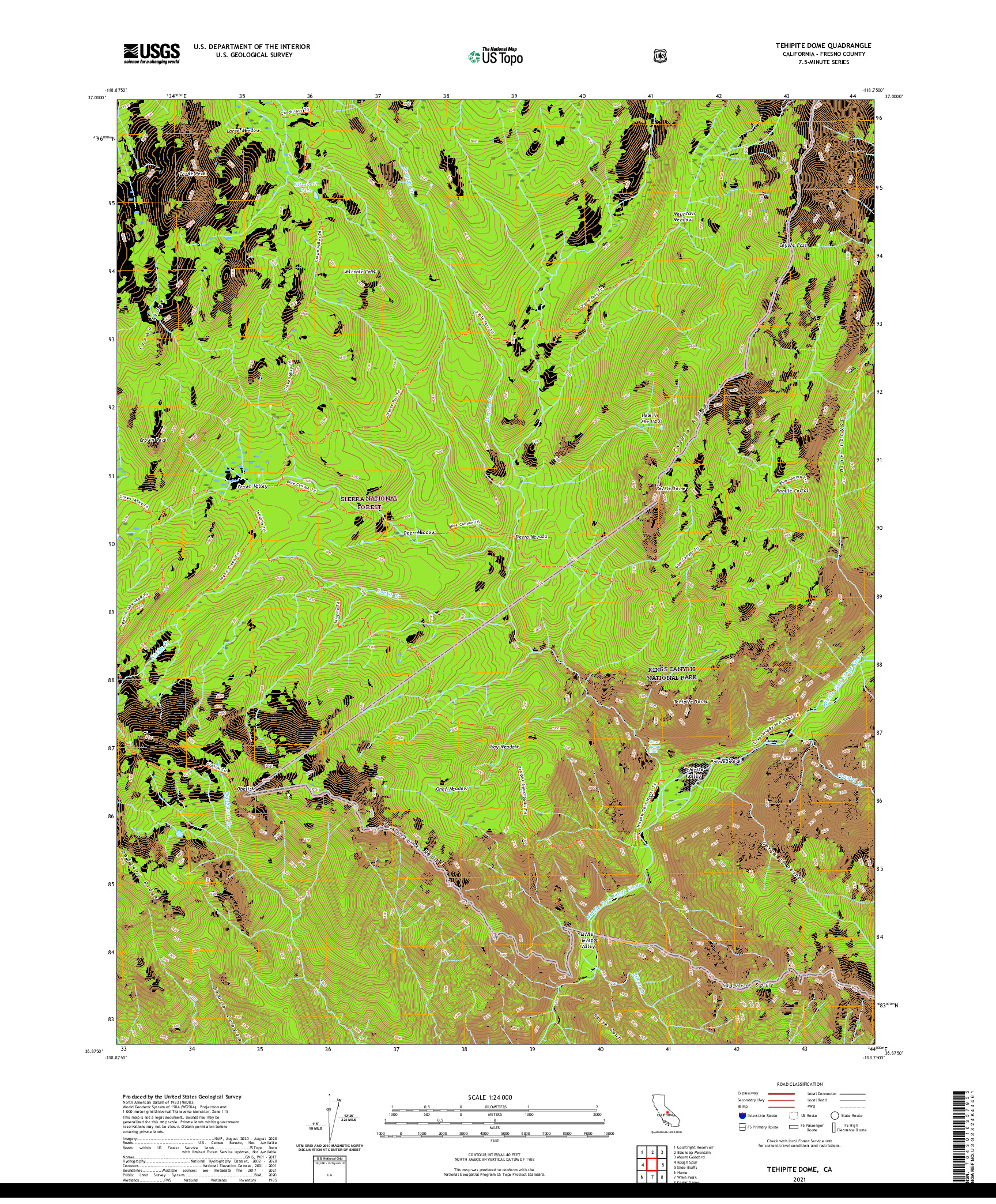 US TOPO 7.5-MINUTE MAP FOR TEHIPITE DOME, CA