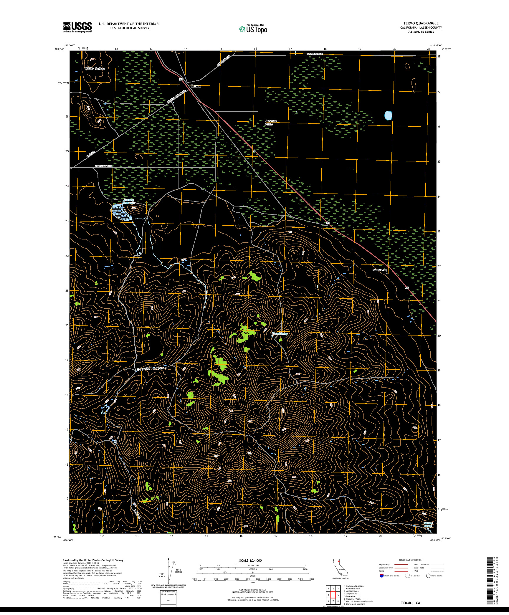 US TOPO 7.5-MINUTE MAP FOR TERMO, CA