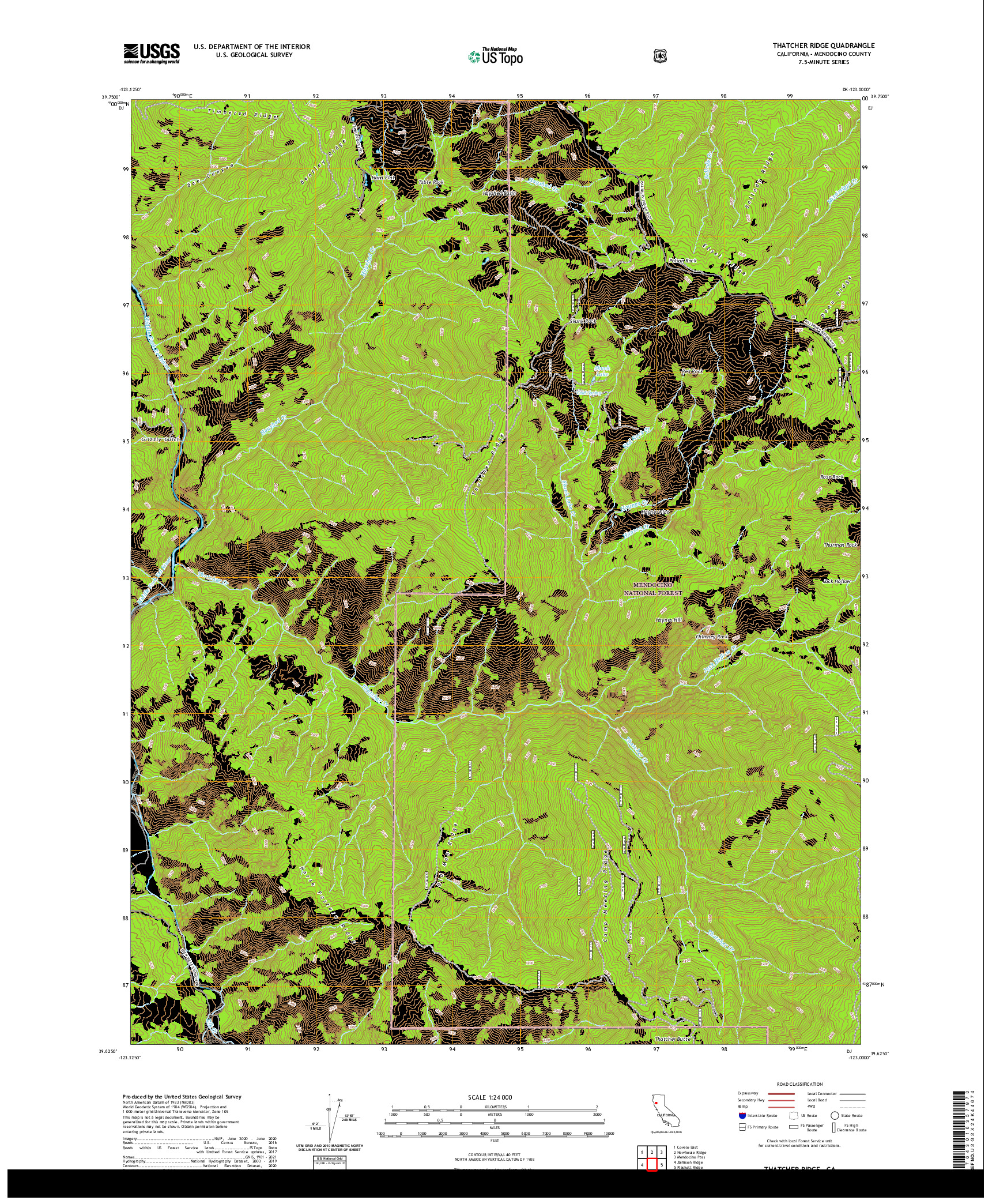 US TOPO 7.5-MINUTE MAP FOR THATCHER RIDGE, CA