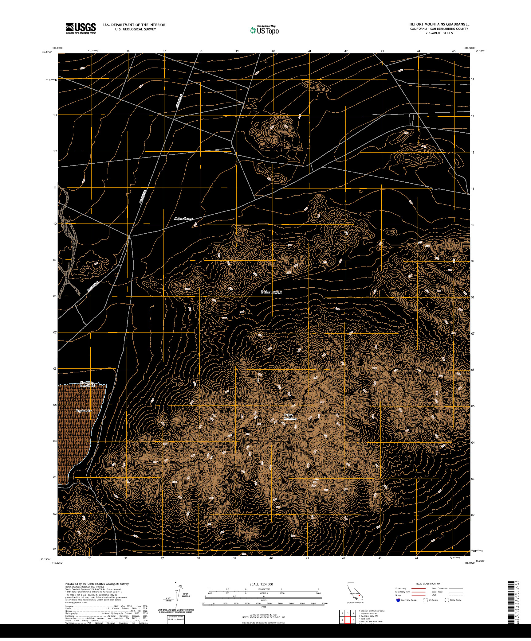 US TOPO 7.5-MINUTE MAP FOR TIEFORT MOUNTAINS, CA