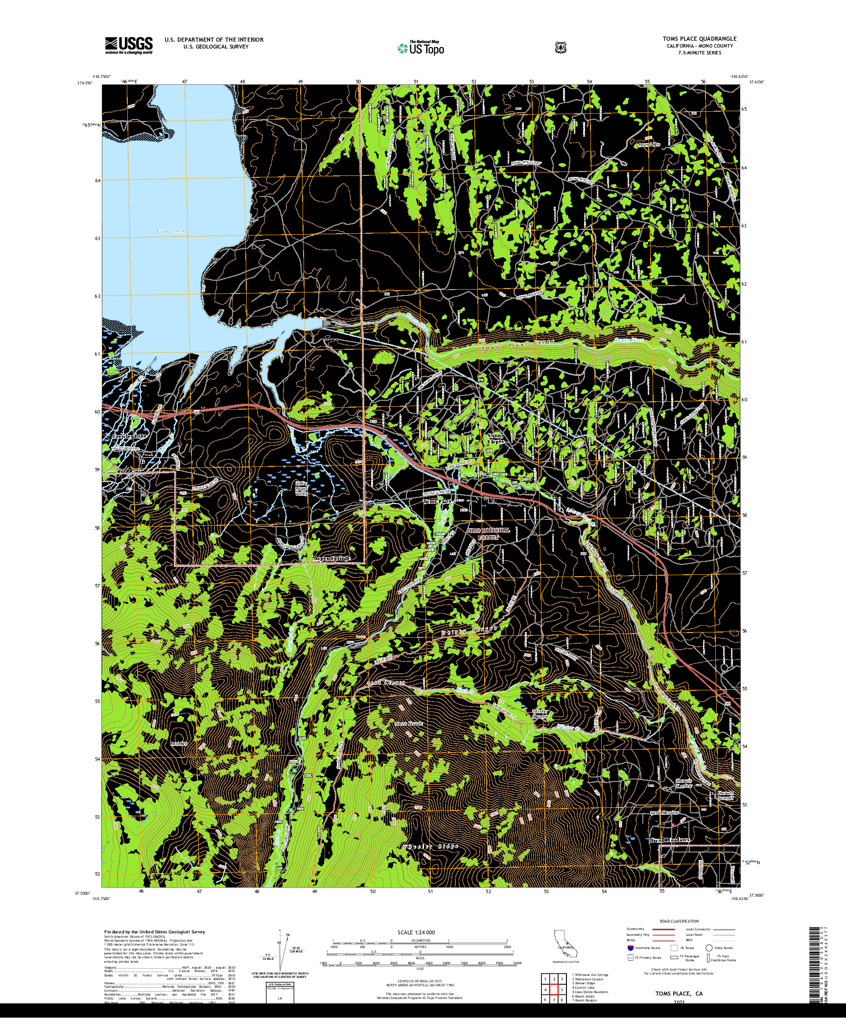 US TOPO 7.5-MINUTE MAP FOR TOMS PLACE, CA