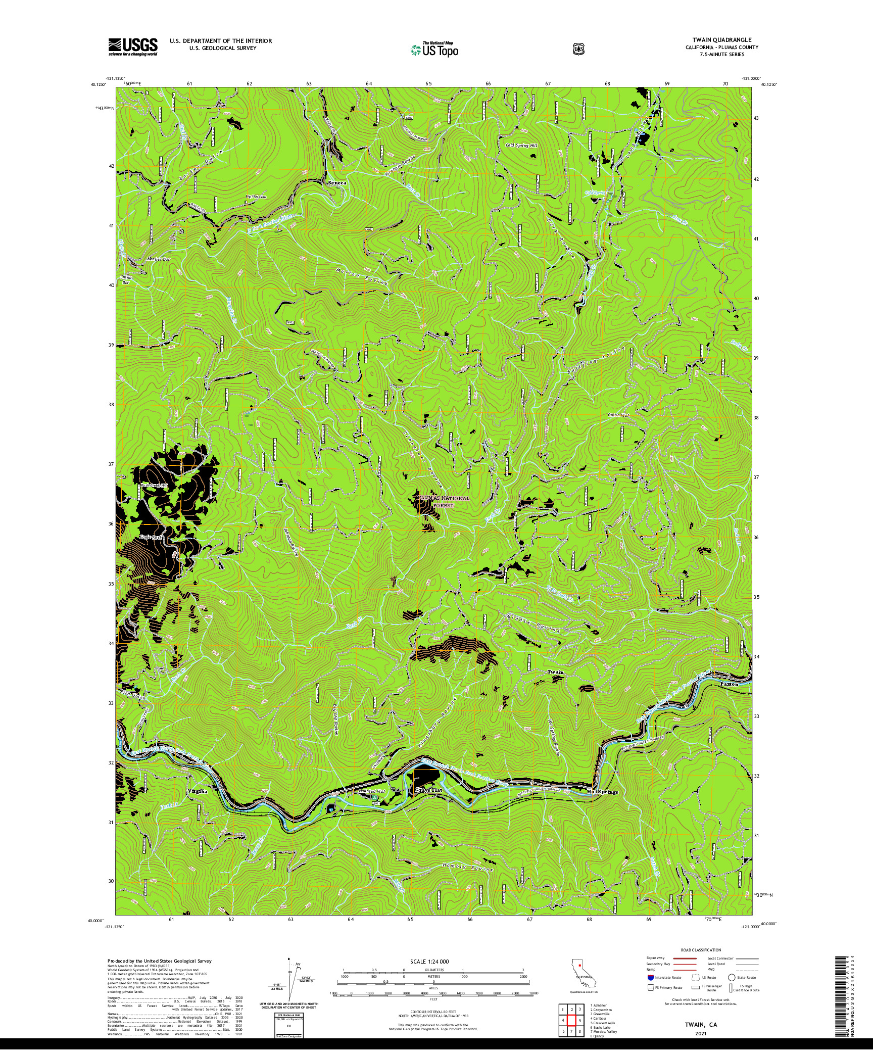 US TOPO 7.5-MINUTE MAP FOR TWAIN, CA