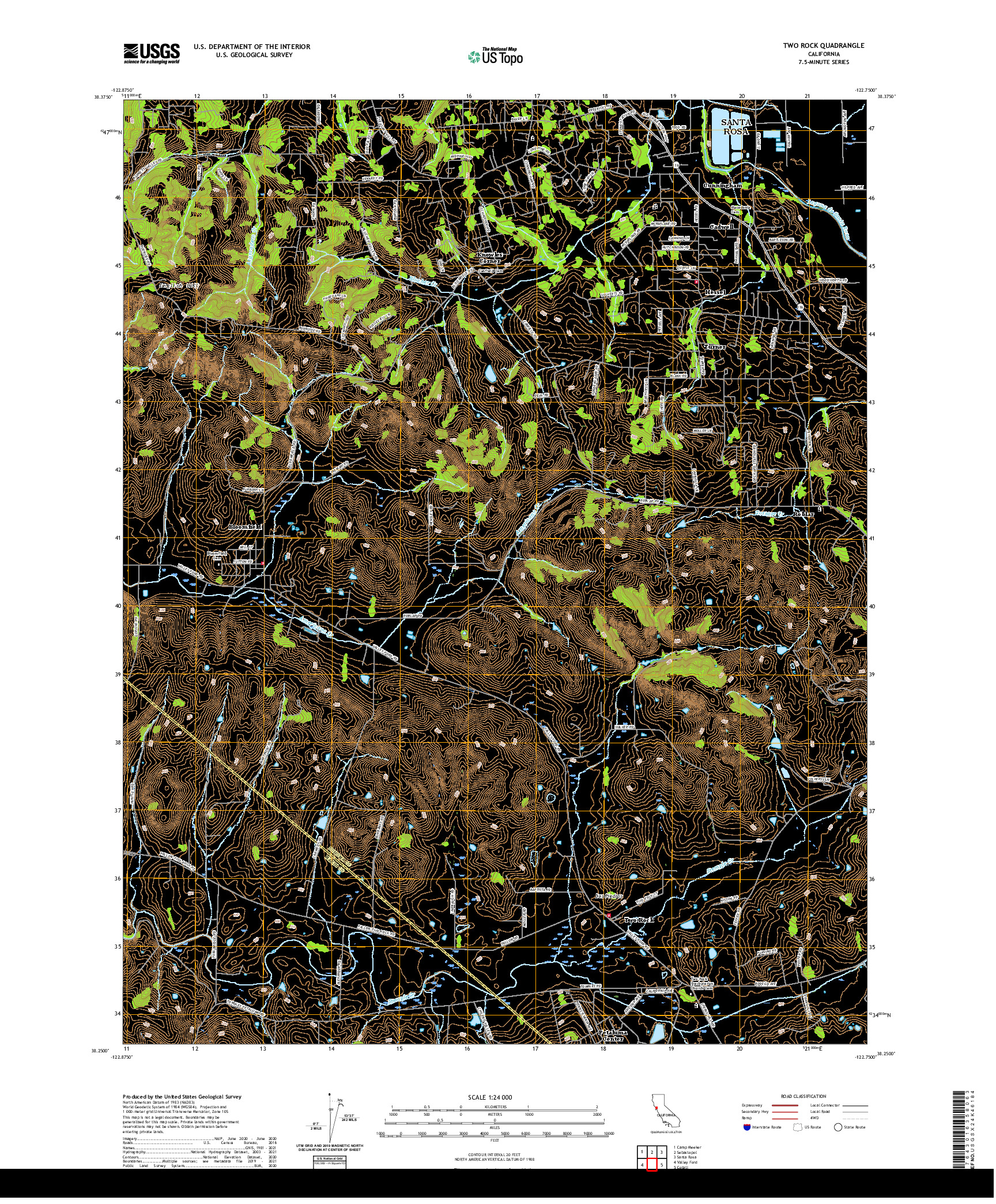 US TOPO 7.5-MINUTE MAP FOR TWO ROCK, CA