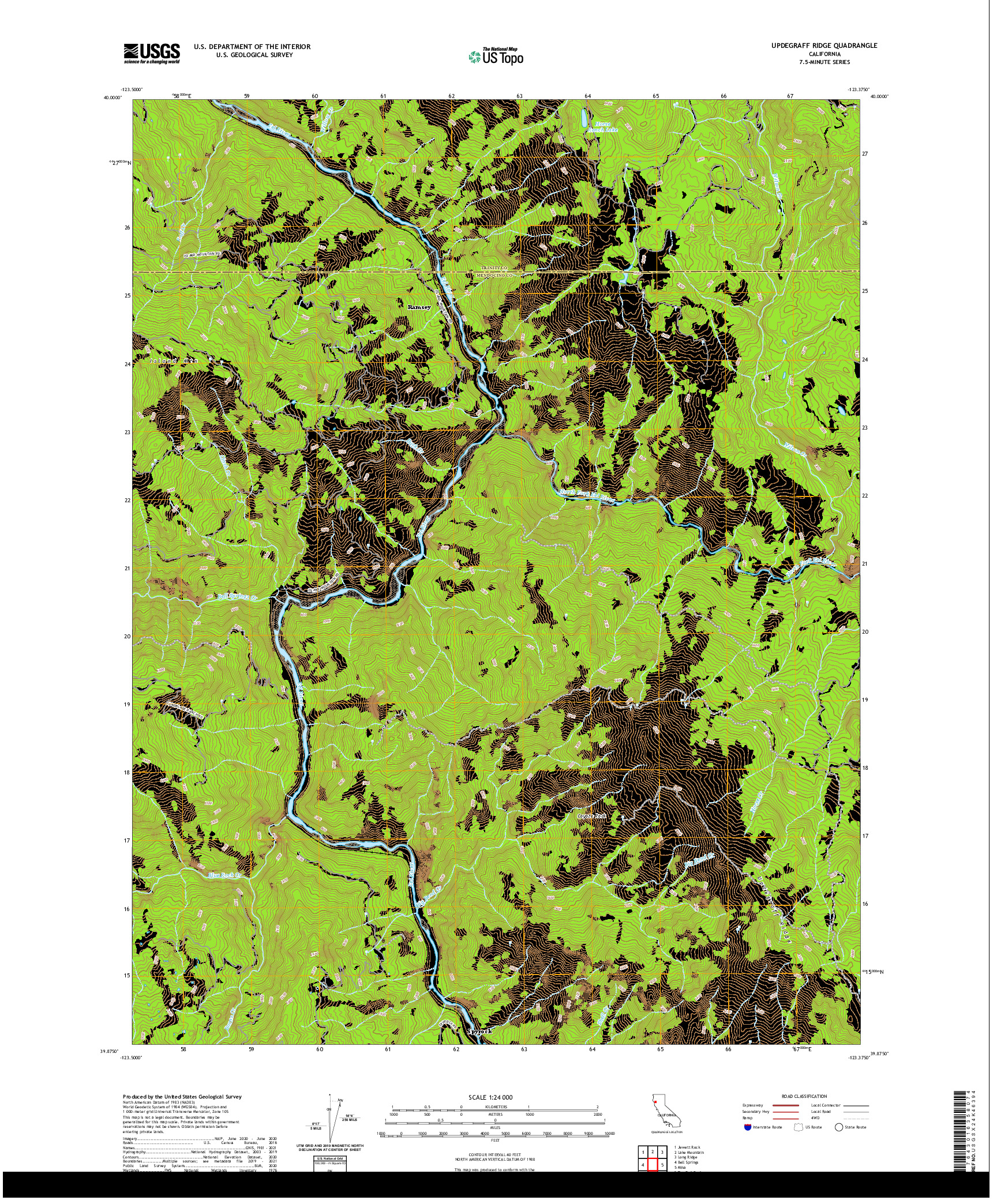 US TOPO 7.5-MINUTE MAP FOR UPDEGRAFF RIDGE, CA