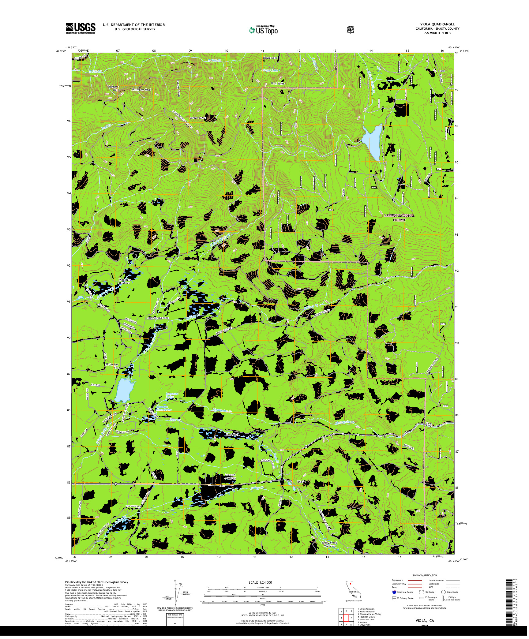 US TOPO 7.5-MINUTE MAP FOR VIOLA, CA