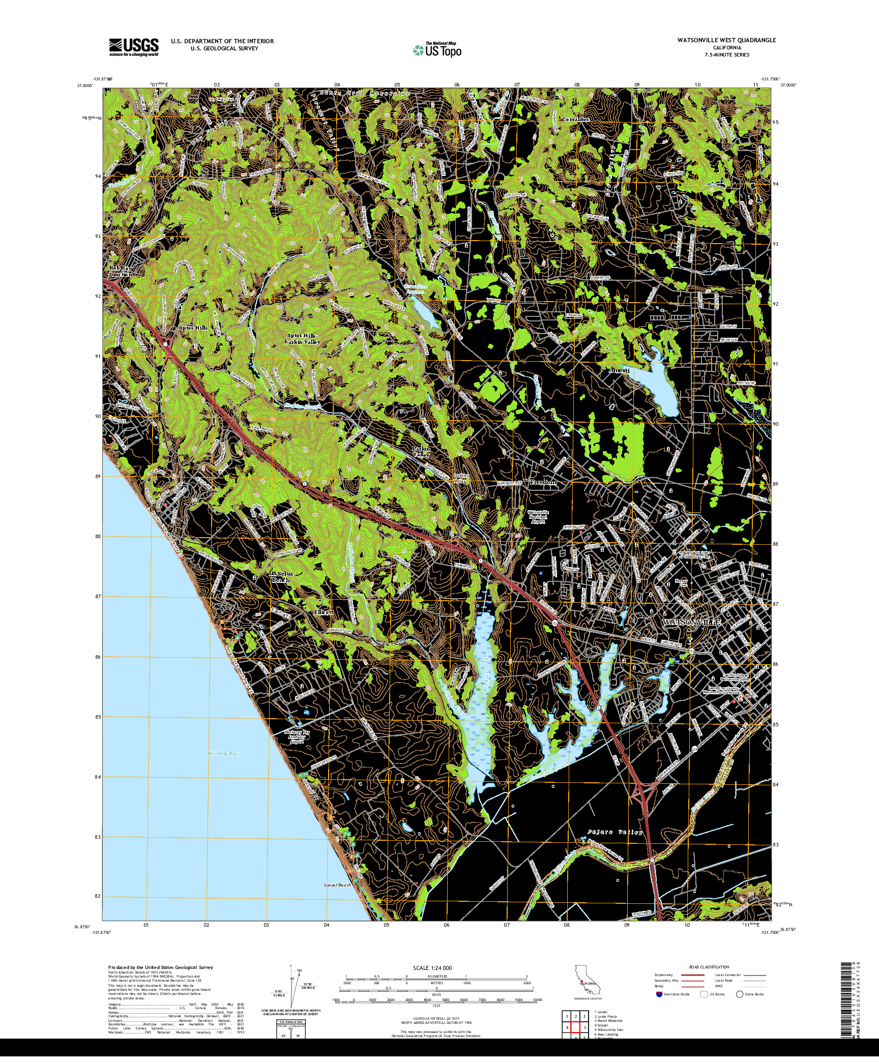 US TOPO 7.5-MINUTE MAP FOR WATSONVILLE WEST, CA