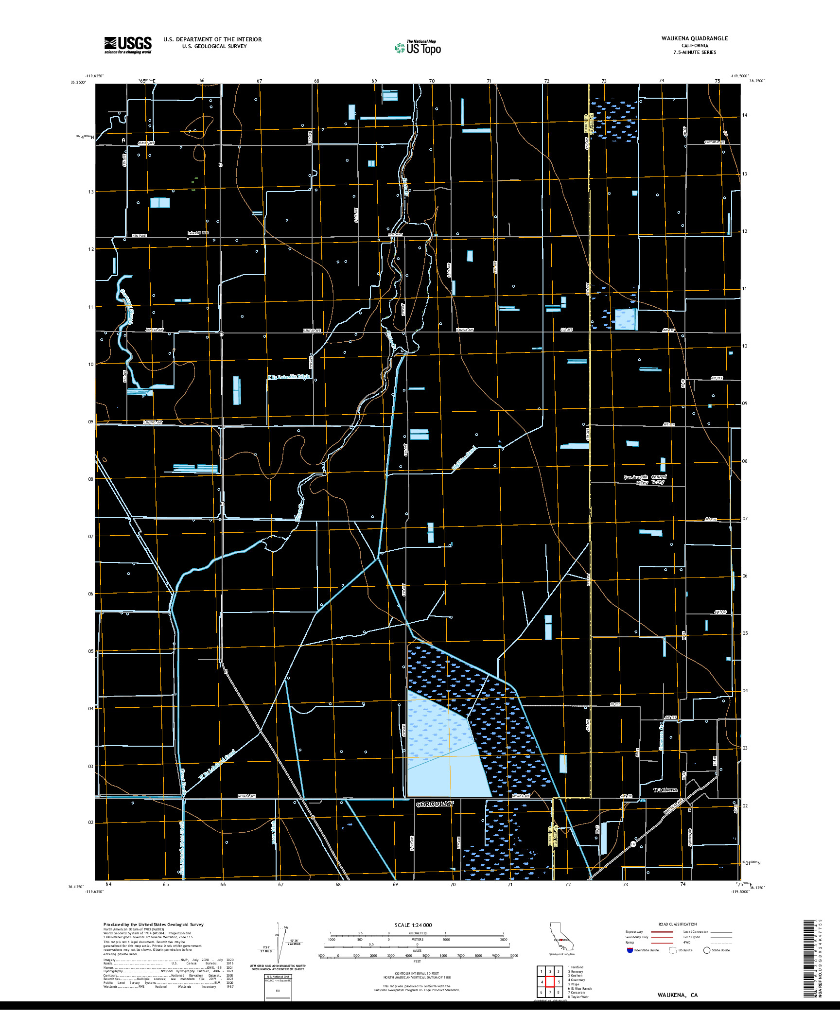 US TOPO 7.5-MINUTE MAP FOR WAUKENA, CA