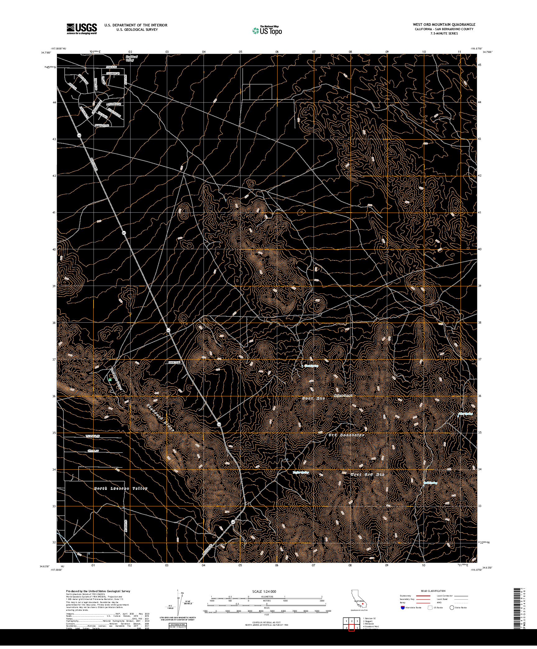 US TOPO 7.5-MINUTE MAP FOR WEST ORD MOUNTAIN, CA