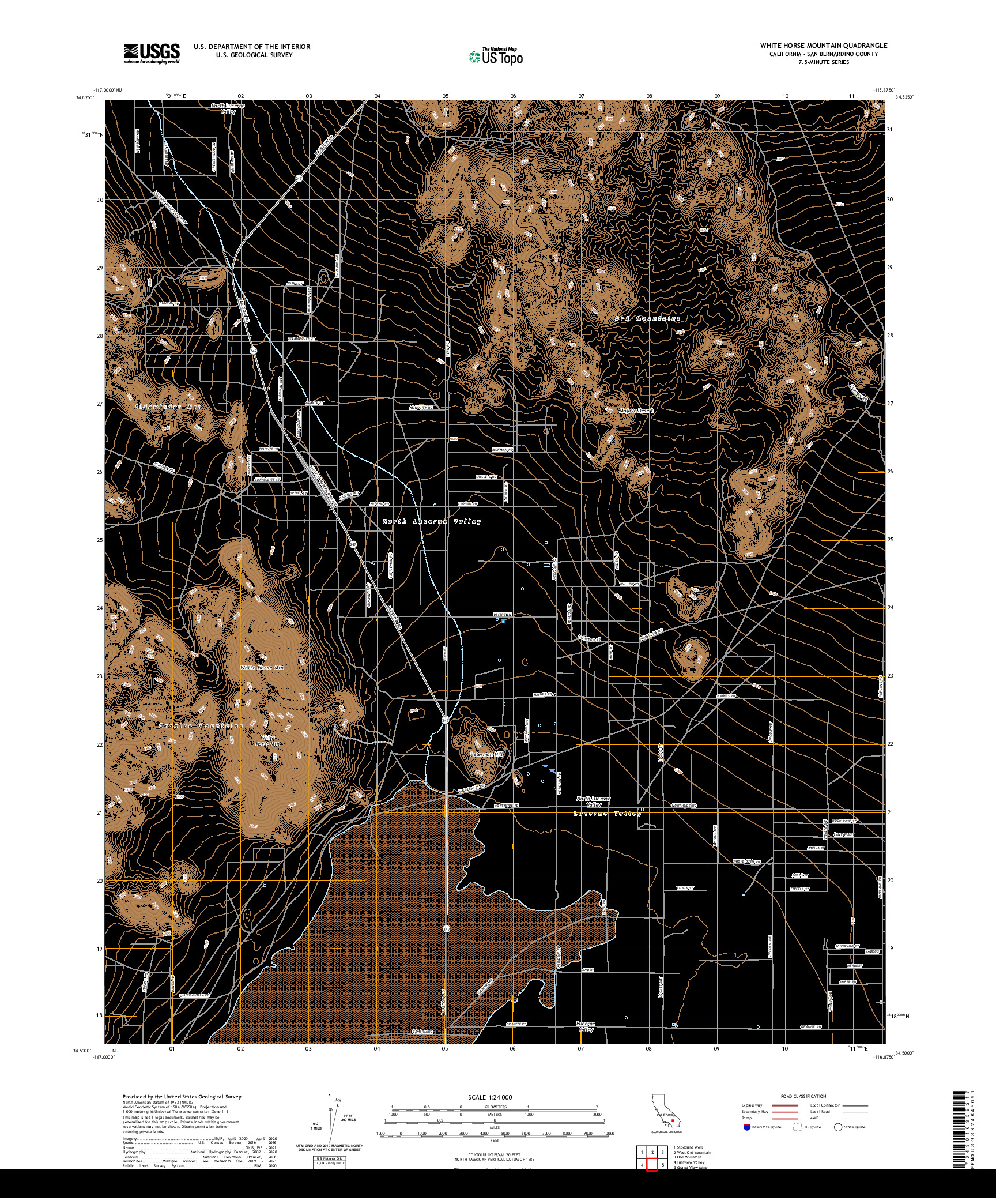 US TOPO 7.5-MINUTE MAP FOR WHITE HORSE MOUNTAIN, CA