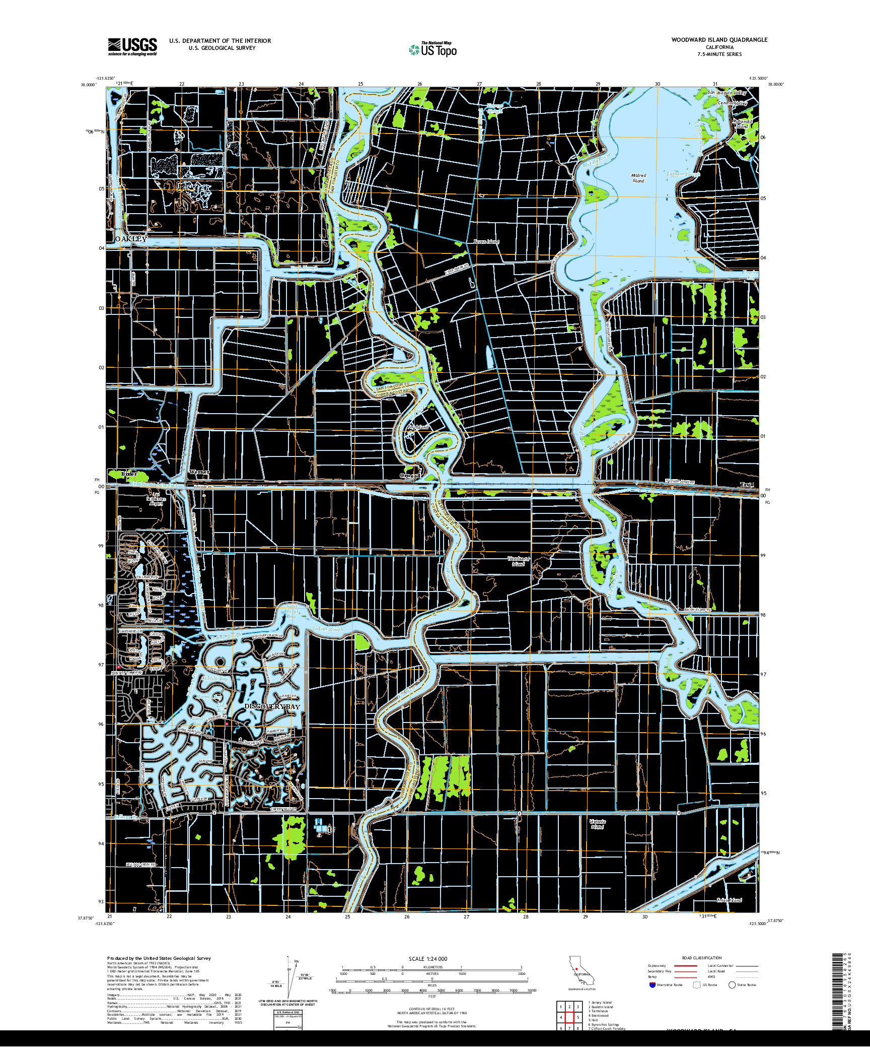 US TOPO 7.5-MINUTE MAP FOR WOODWARD ISLAND, CA