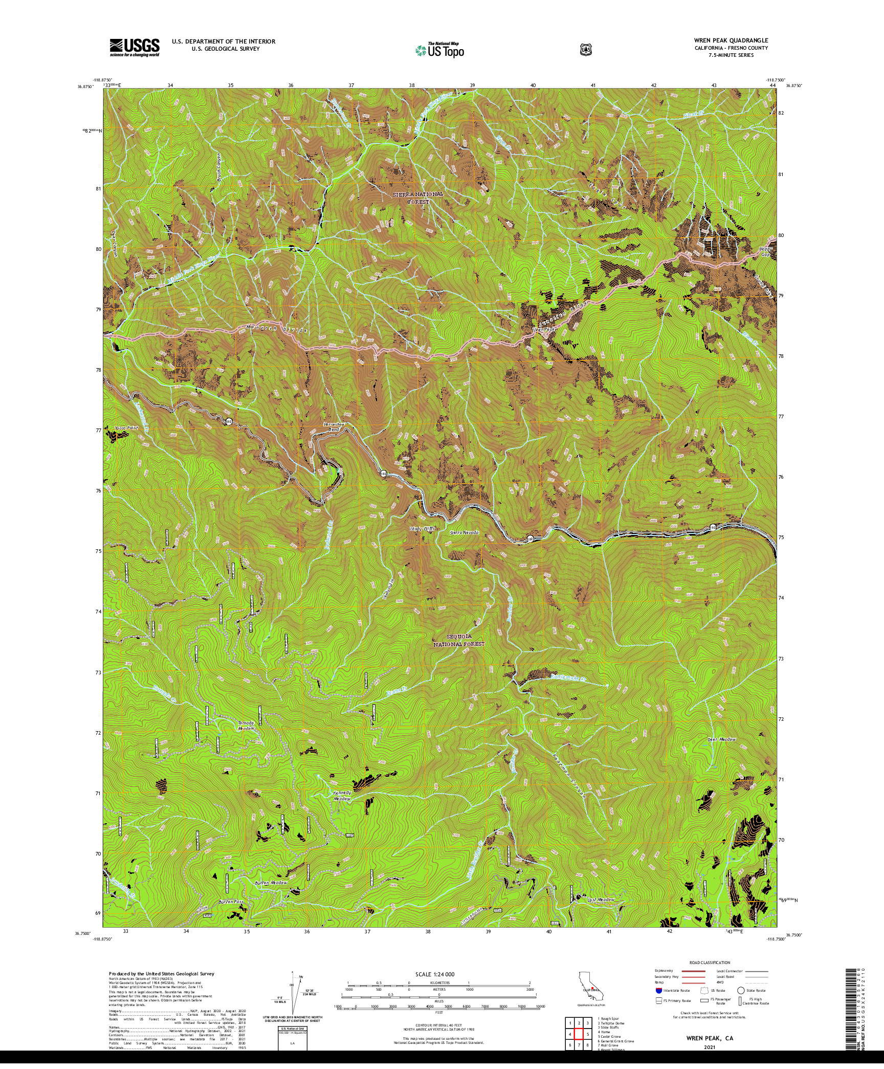 US TOPO 7.5-MINUTE MAP FOR WREN PEAK, CA