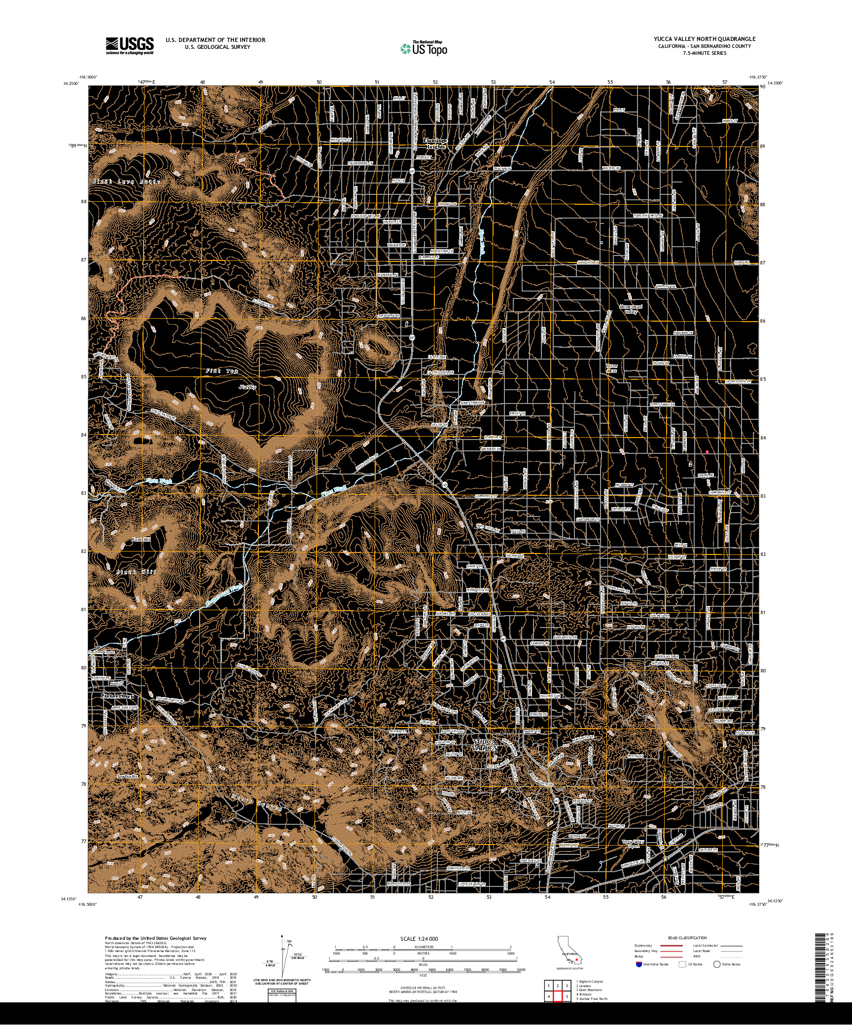 US TOPO 7.5-MINUTE MAP FOR YUCCA VALLEY NORTH, CA