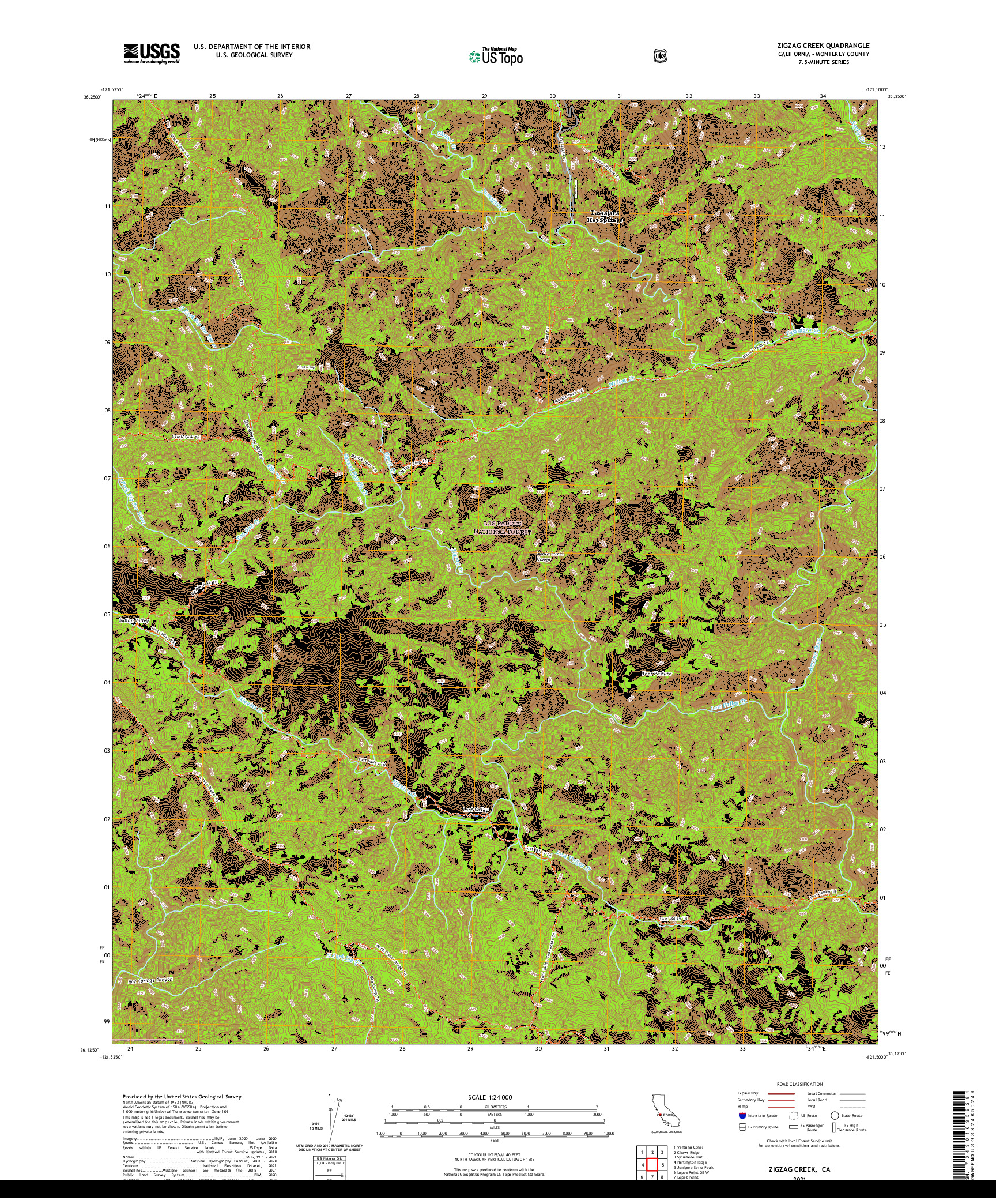 US TOPO 7.5-MINUTE MAP FOR ZIGZAG CREEK, CA