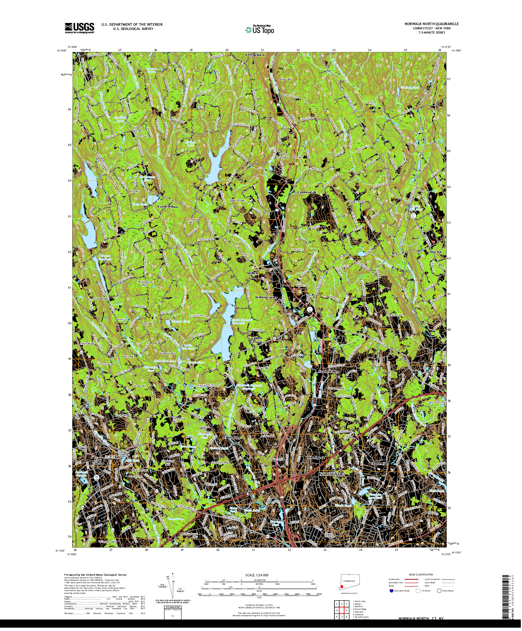 USGS US TOPO 7.5-MINUTE MAP FOR NORWALK NORTH, CT,NY 2021