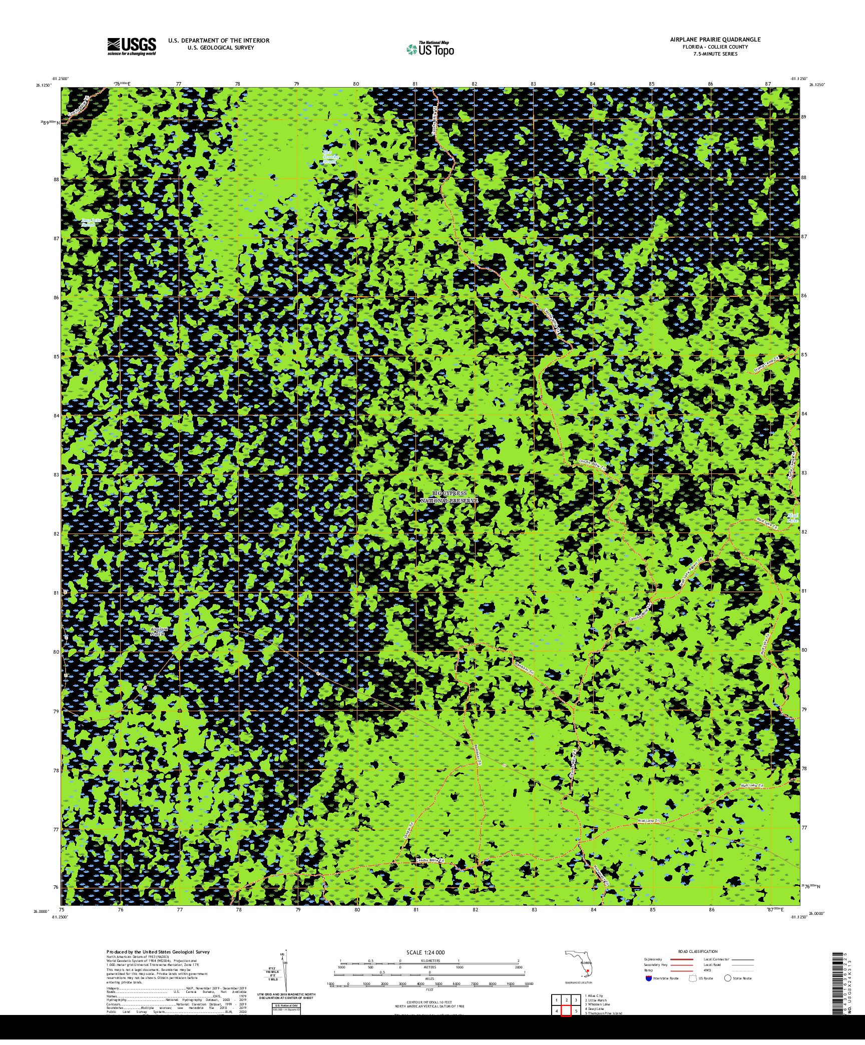 USGS US TOPO 7.5-MINUTE MAP FOR AIRPLANE PRAIRIE, FL 2021