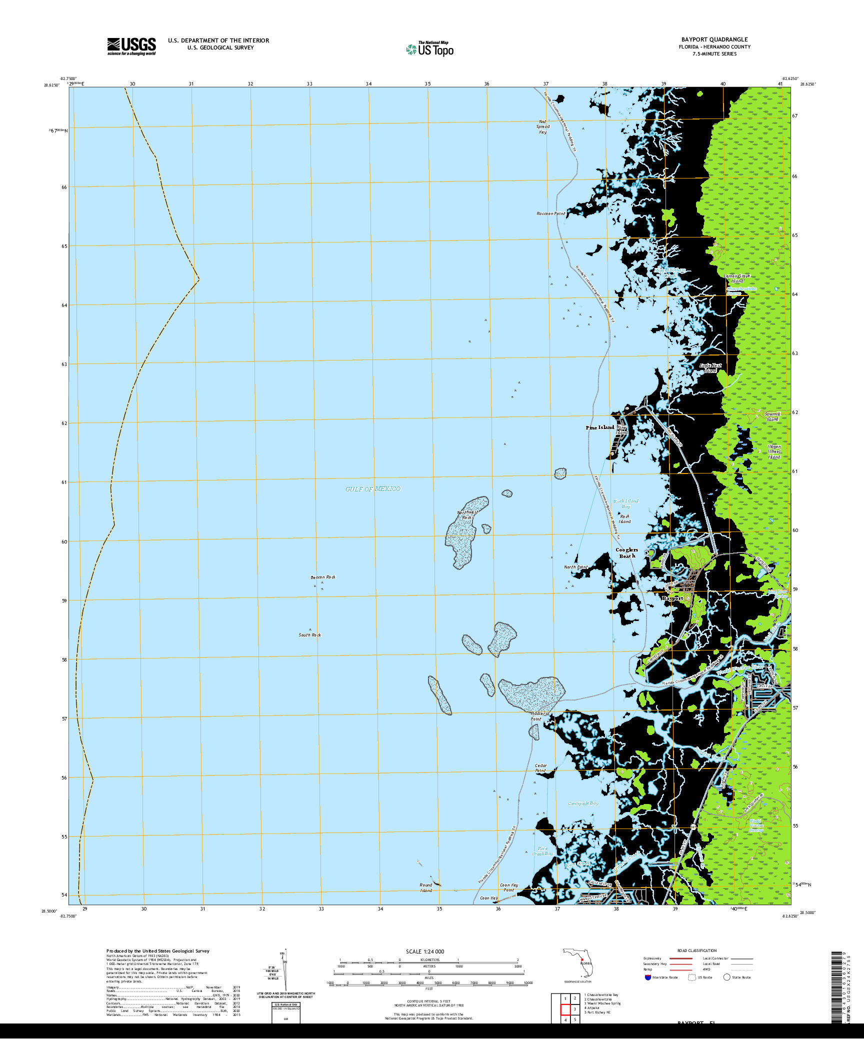 USGS US TOPO 7.5-MINUTE MAP FOR BAYPORT, FL 2021