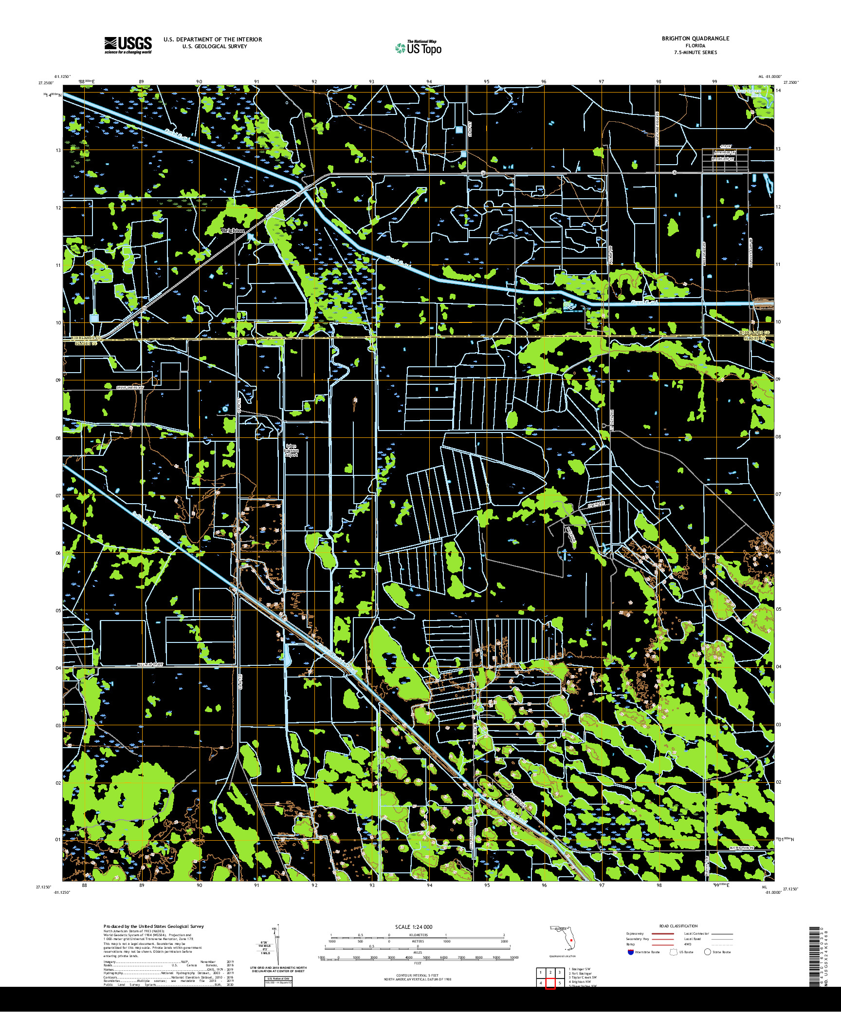 USGS US TOPO 7.5-MINUTE MAP FOR BRIGHTON, FL 2021