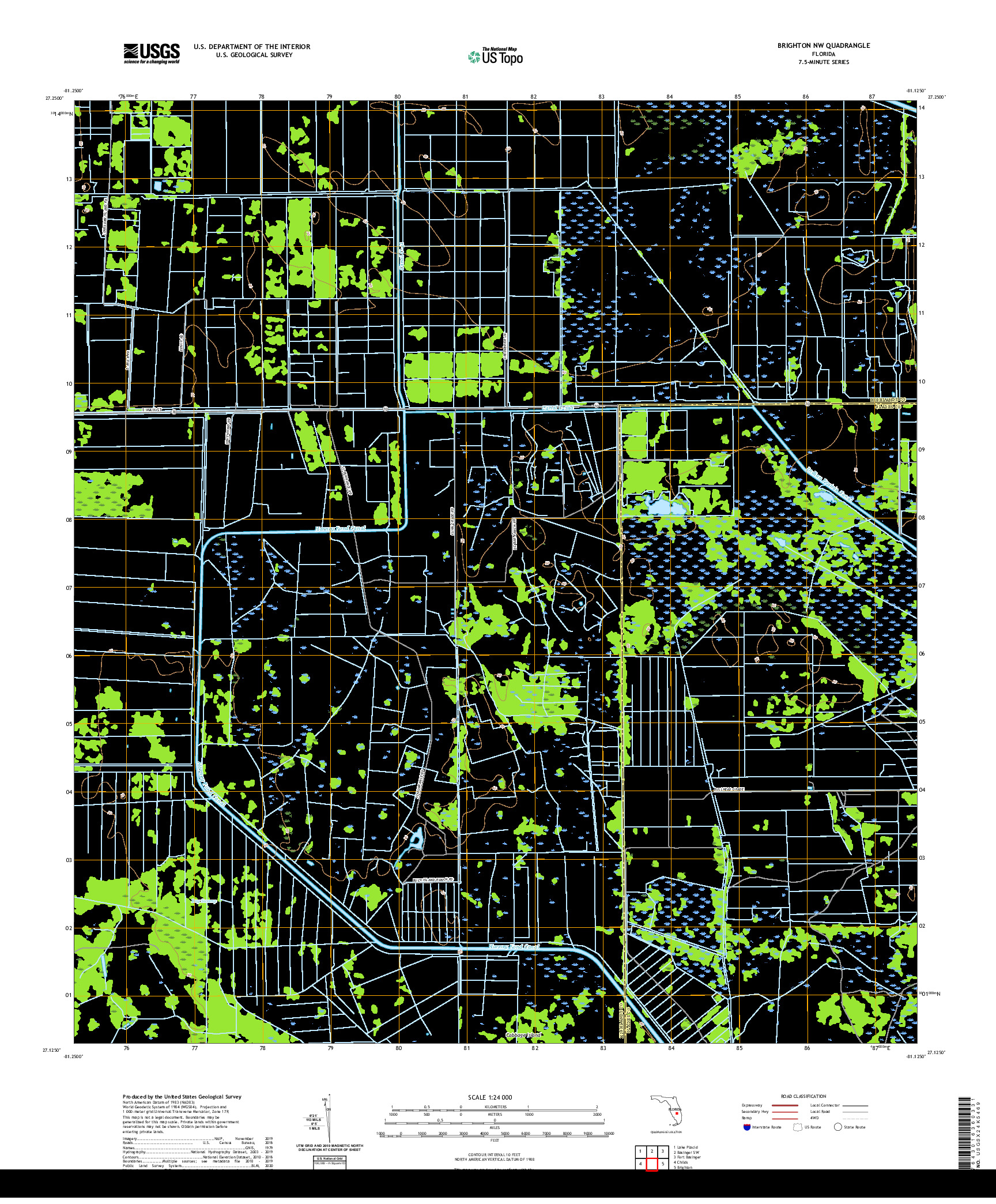 USGS US TOPO 7.5-MINUTE MAP FOR BRIGHTON NW, FL 2021