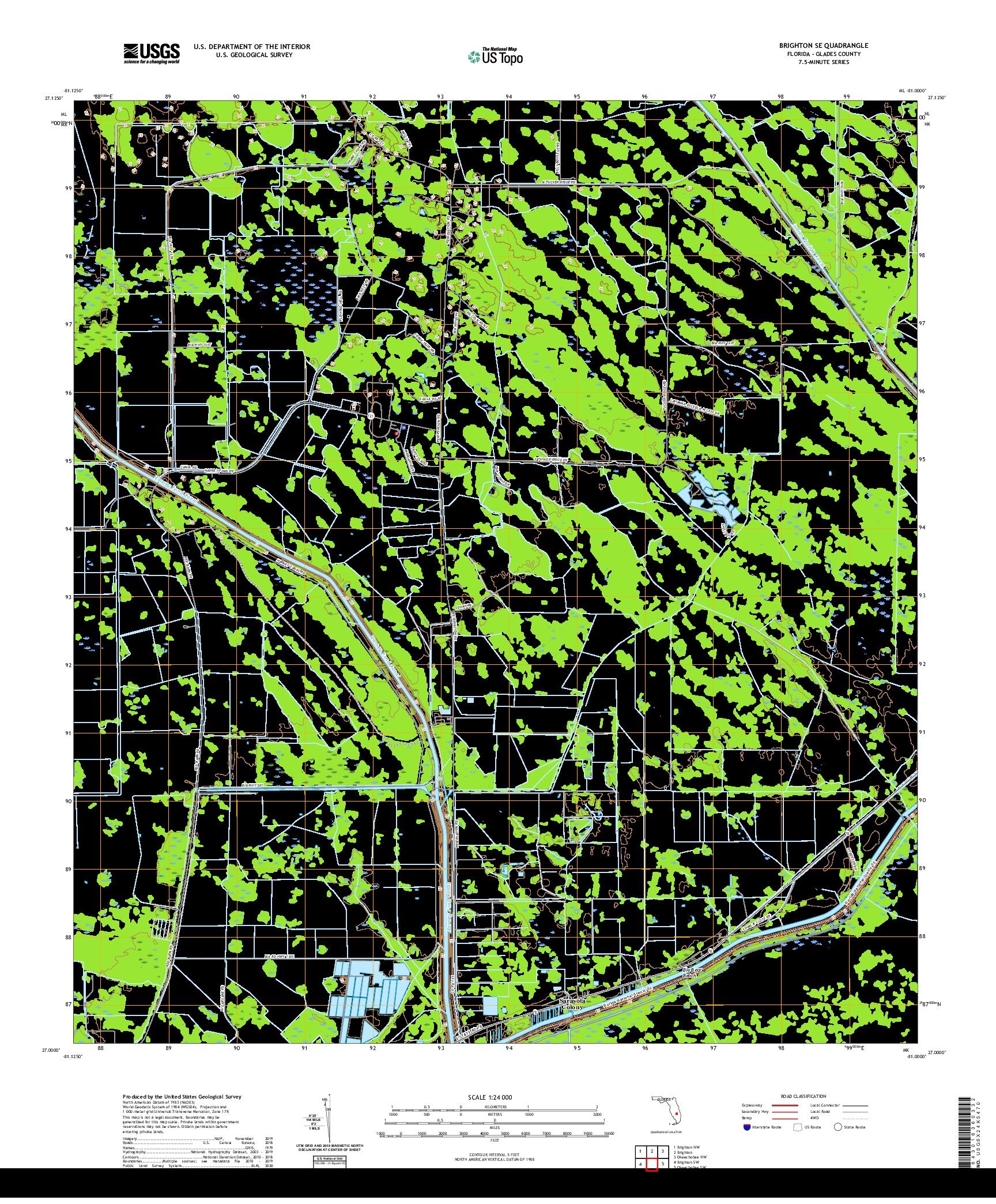 USGS US TOPO 7.5-MINUTE MAP FOR BRIGHTON SE, FL 2021