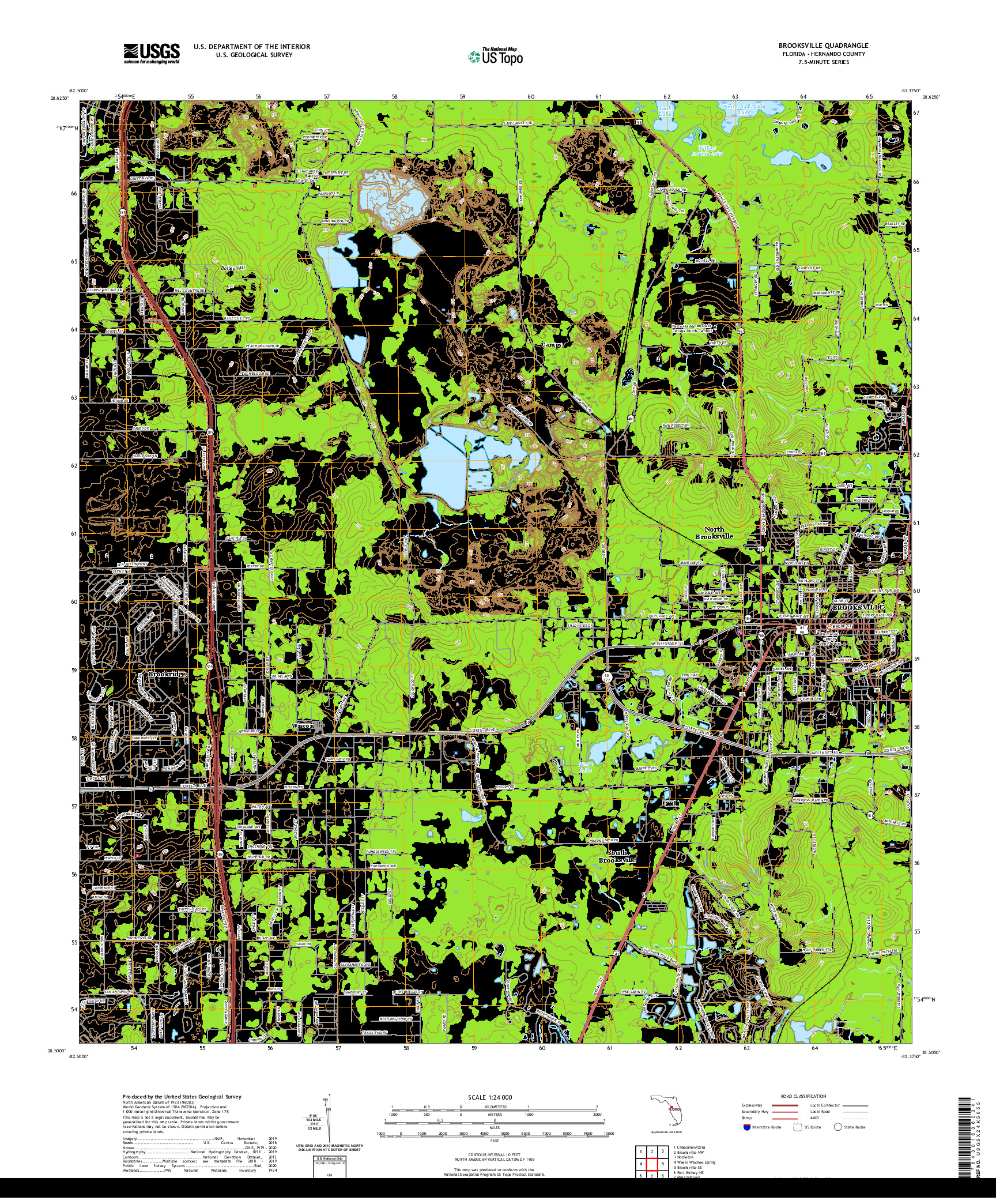 USGS US TOPO 7.5-MINUTE MAP FOR BROOKSVILLE, FL 2021