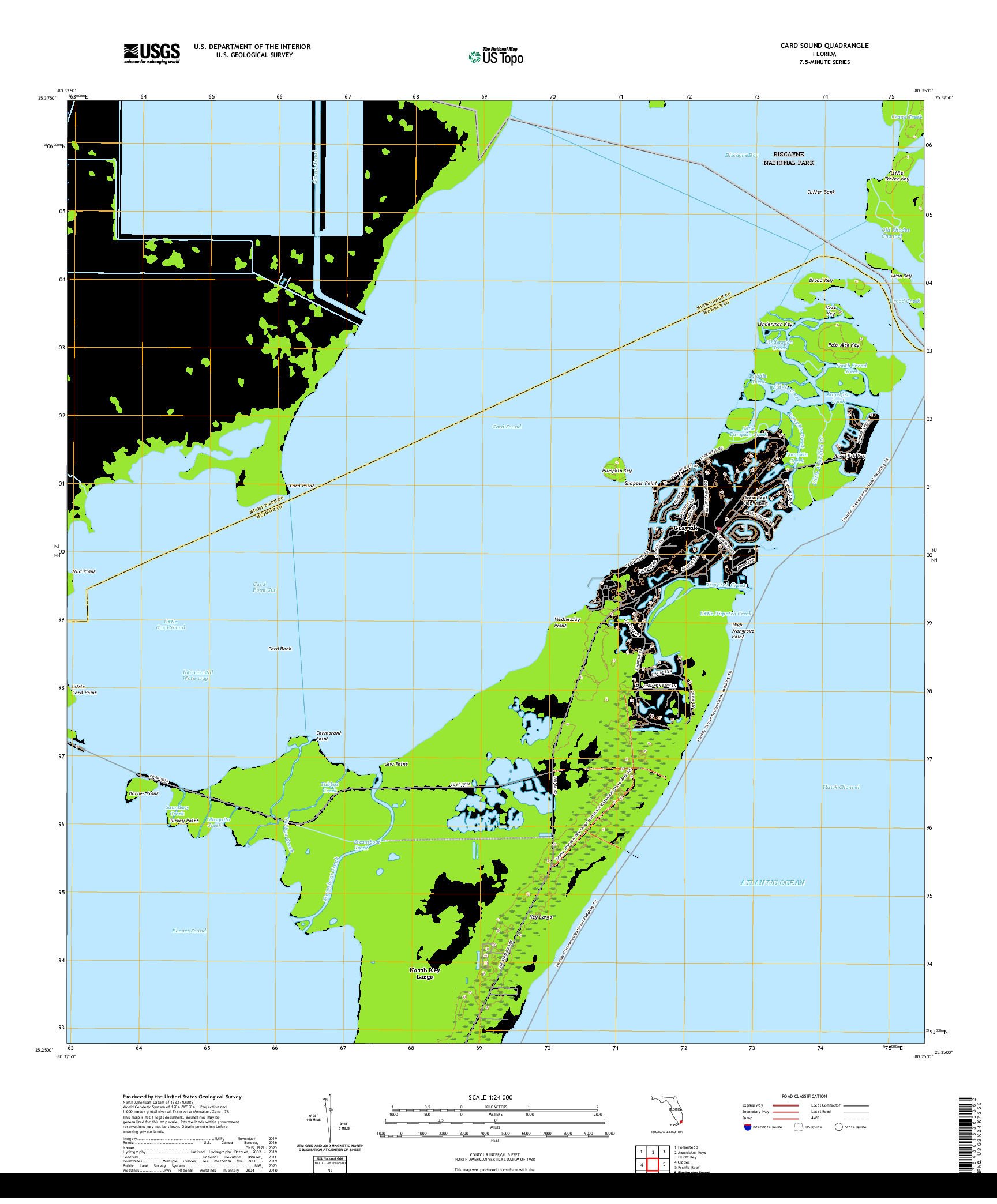 USGS US TOPO 7.5-MINUTE MAP FOR CARD SOUND, FL 2021