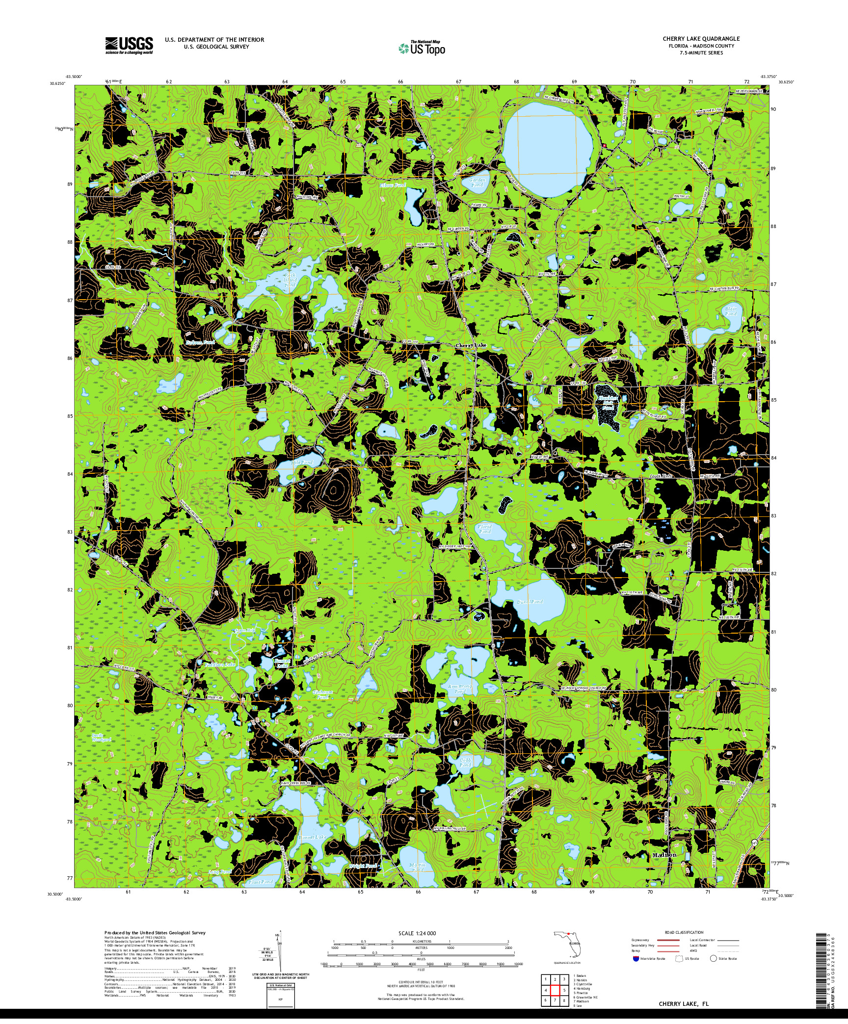 USGS US TOPO 7.5-MINUTE MAP FOR CHERRY LAKE, FL 2021