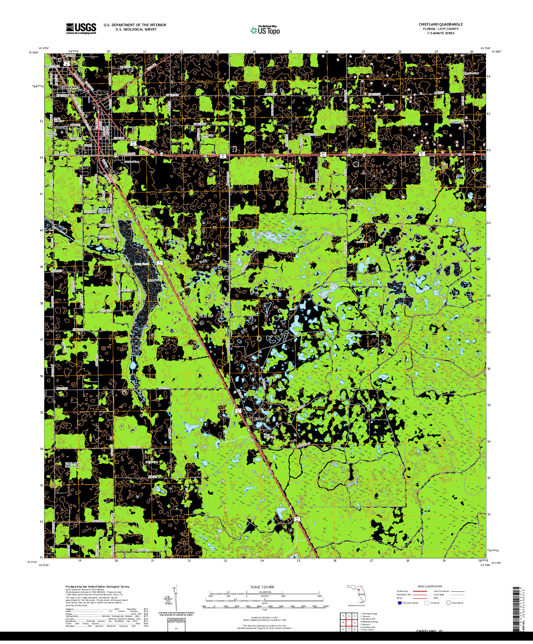 USGS US TOPO 7.5-MINUTE MAP FOR CHIEFLAND, FL 2021