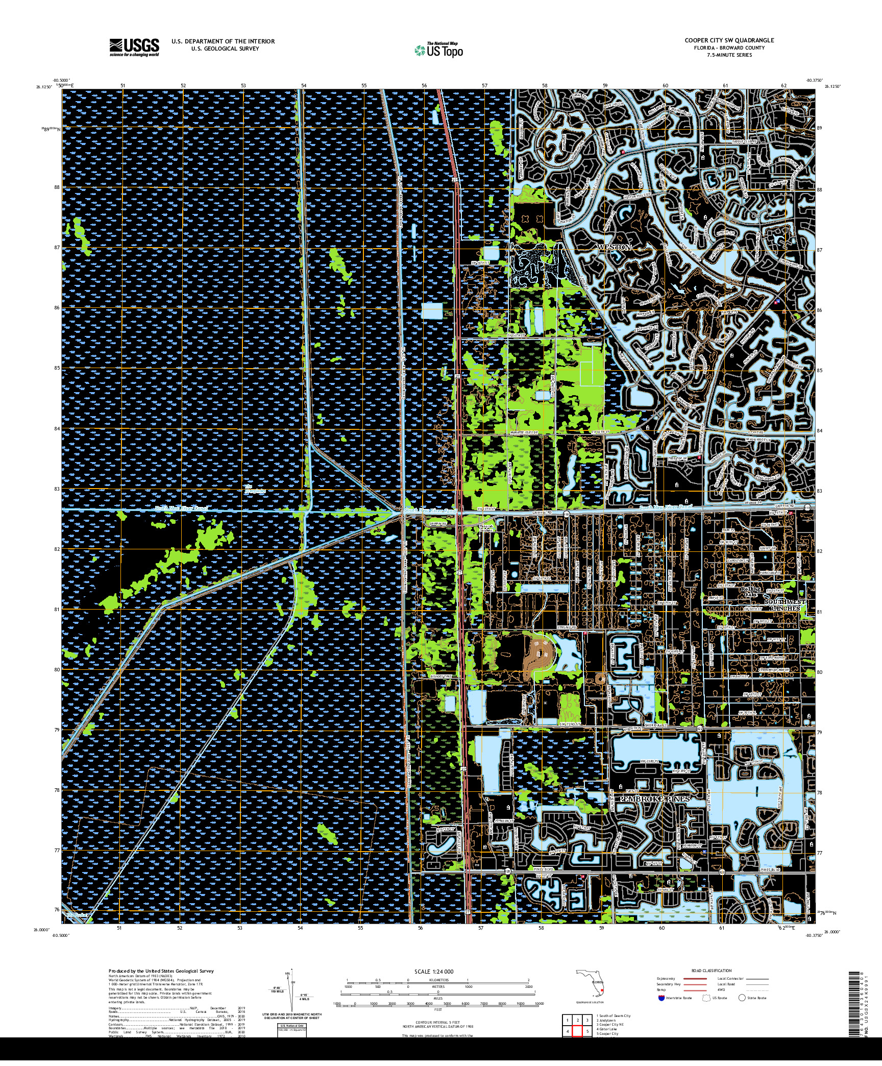 USGS US TOPO 7.5-MINUTE MAP FOR COOPER CITY SW, FL 2021