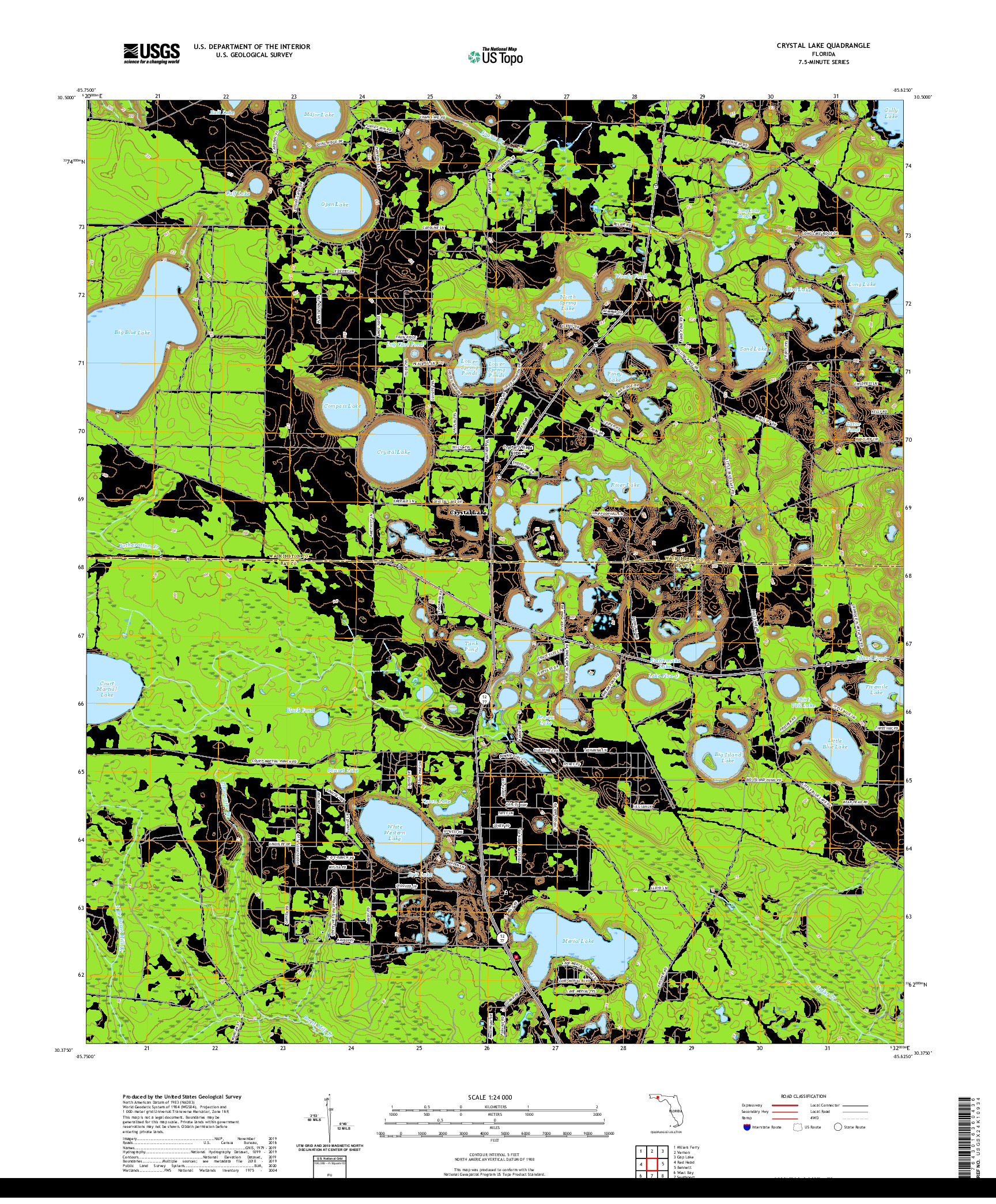 USGS US TOPO 7.5-MINUTE MAP FOR CRYSTAL LAKE, FL 2021