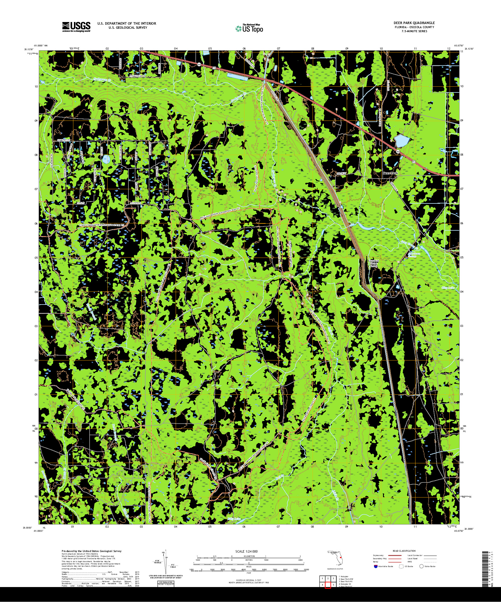 USGS US TOPO 7.5-MINUTE MAP FOR DEER PARK, FL 2021