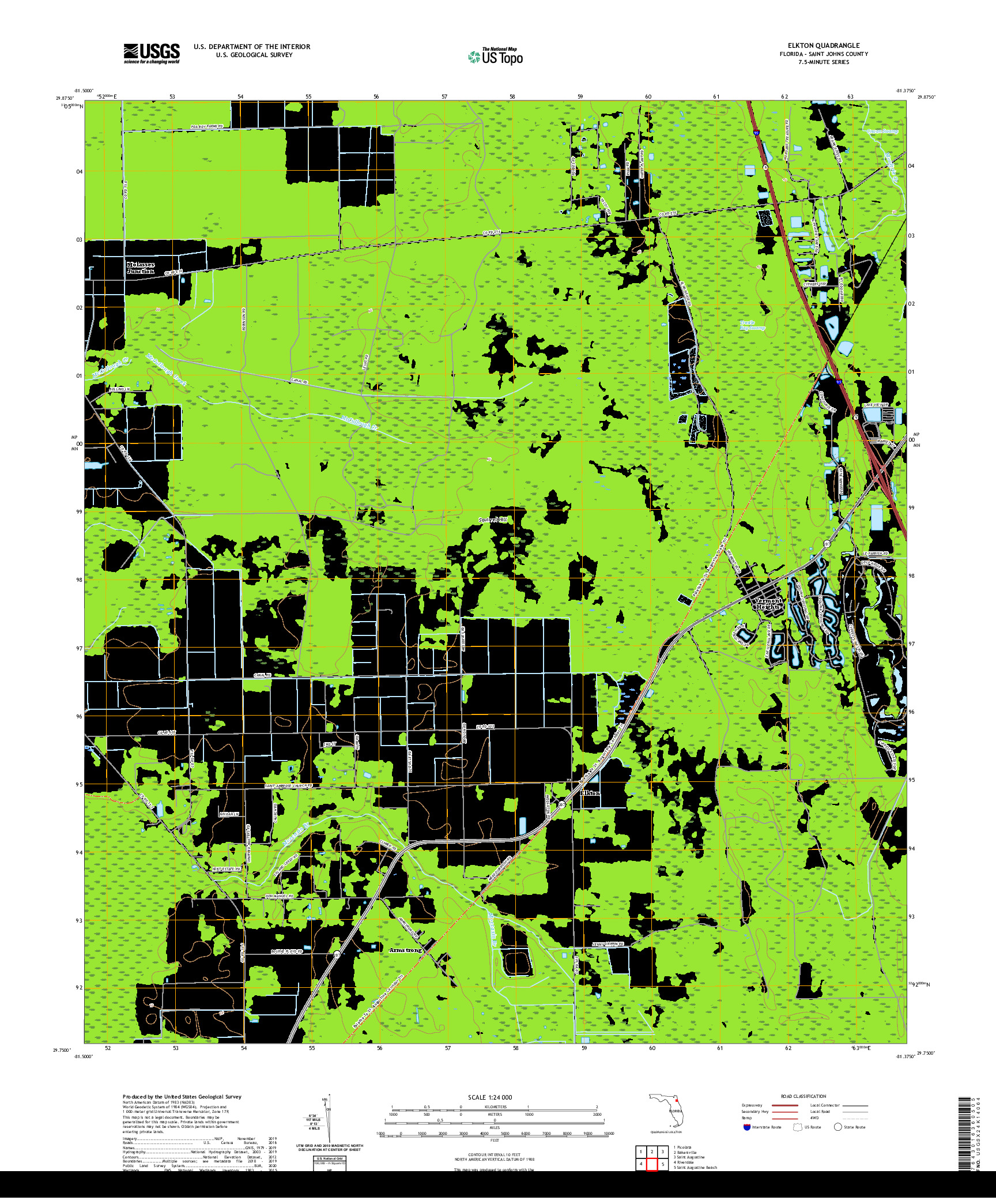 USGS US TOPO 7.5-MINUTE MAP FOR ELKTON, FL 2021