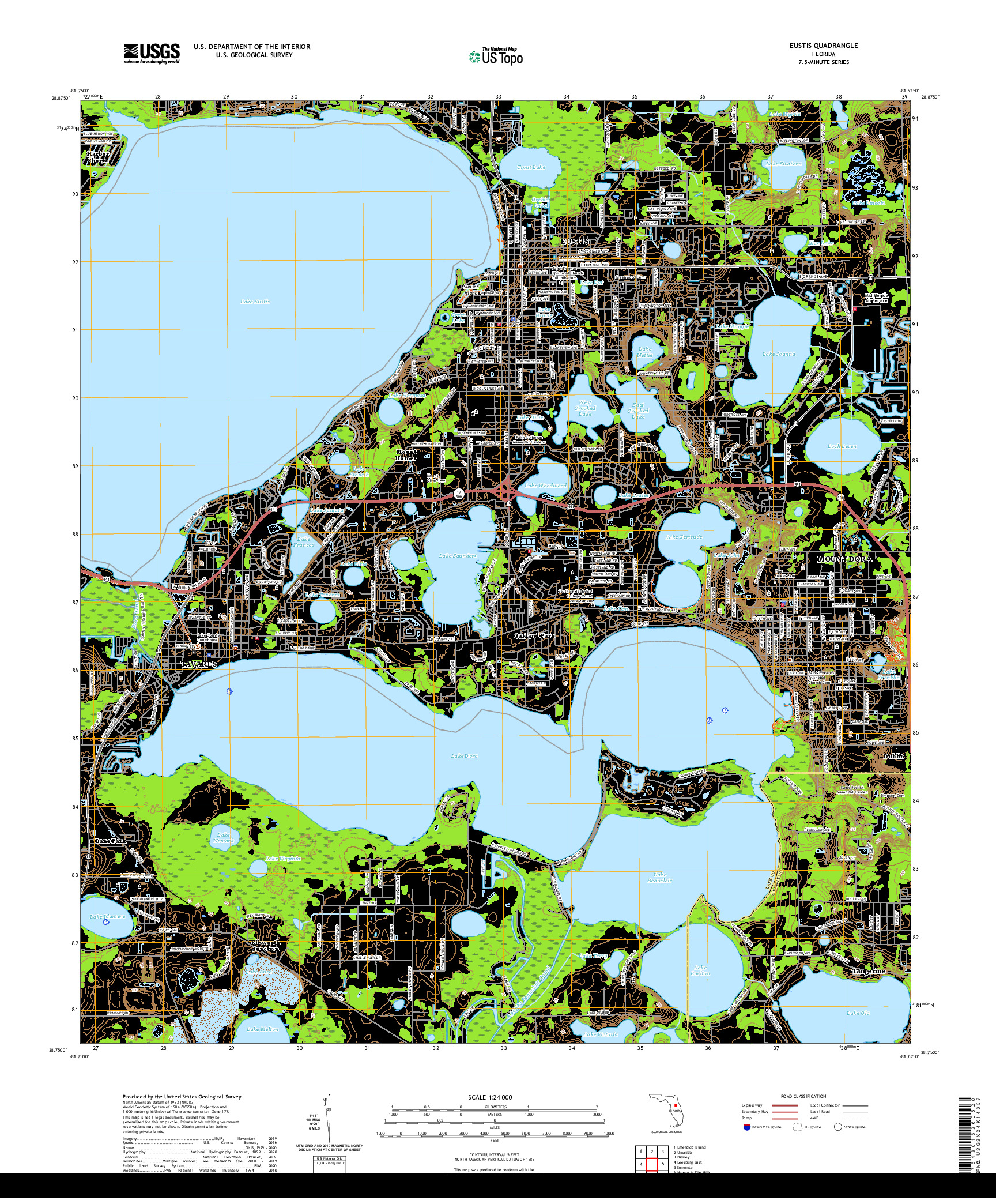 USGS US TOPO 7.5-MINUTE MAP FOR EUSTIS, FL 2021