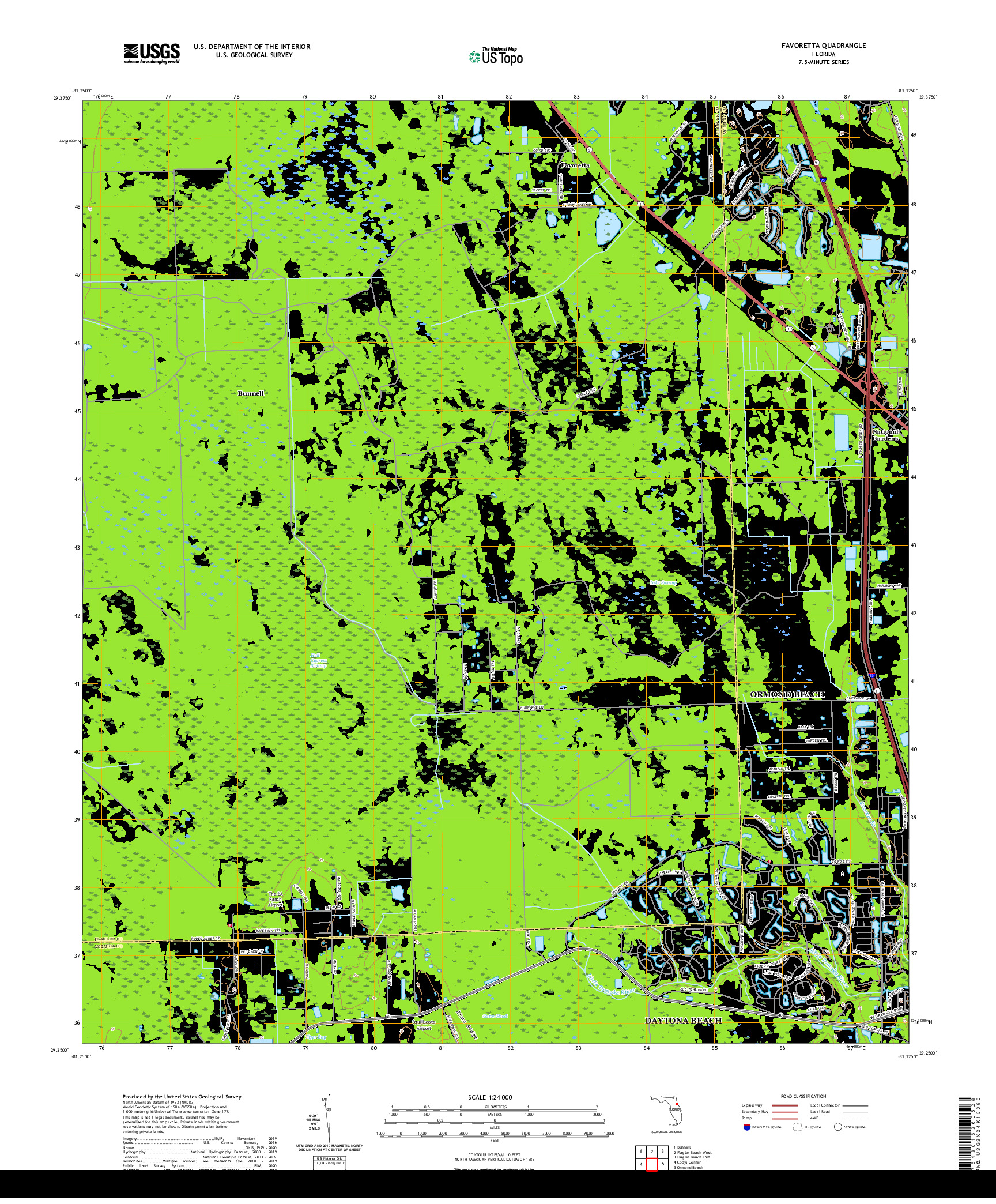 USGS US TOPO 7.5-MINUTE MAP FOR FAVORETTA, FL 2021