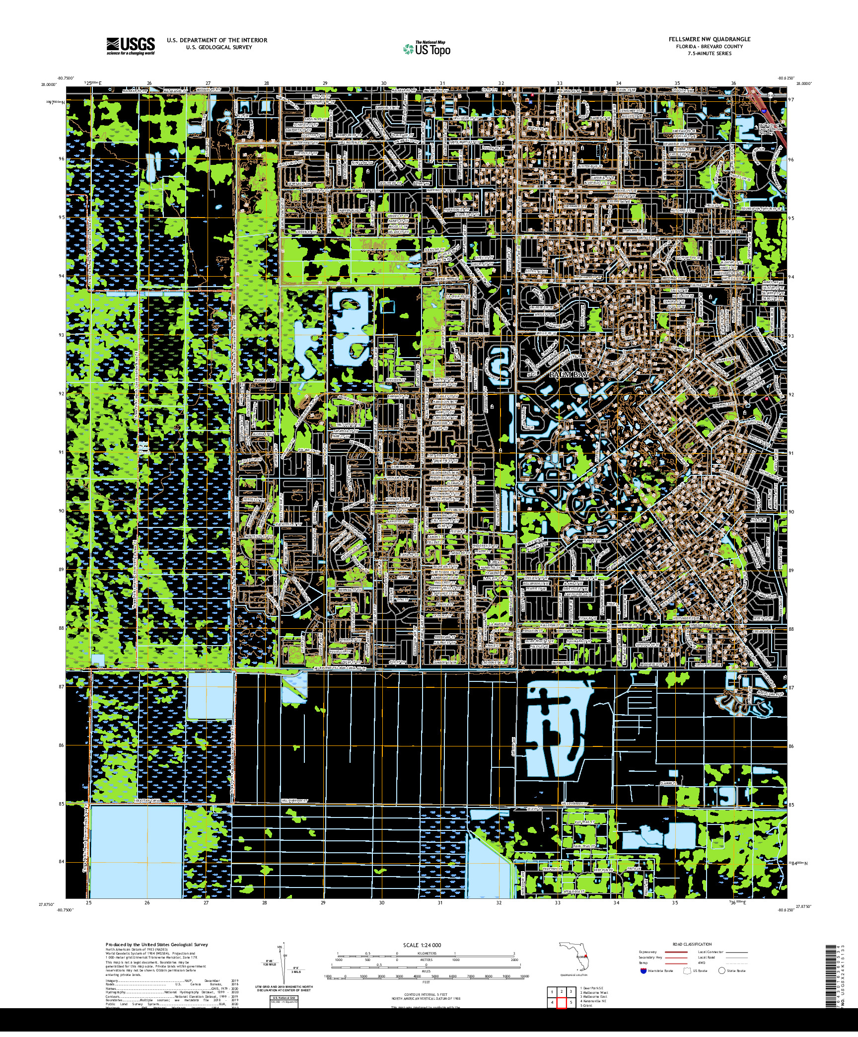 USGS US TOPO 7.5-MINUTE MAP FOR FELLSMERE NW, FL 2021