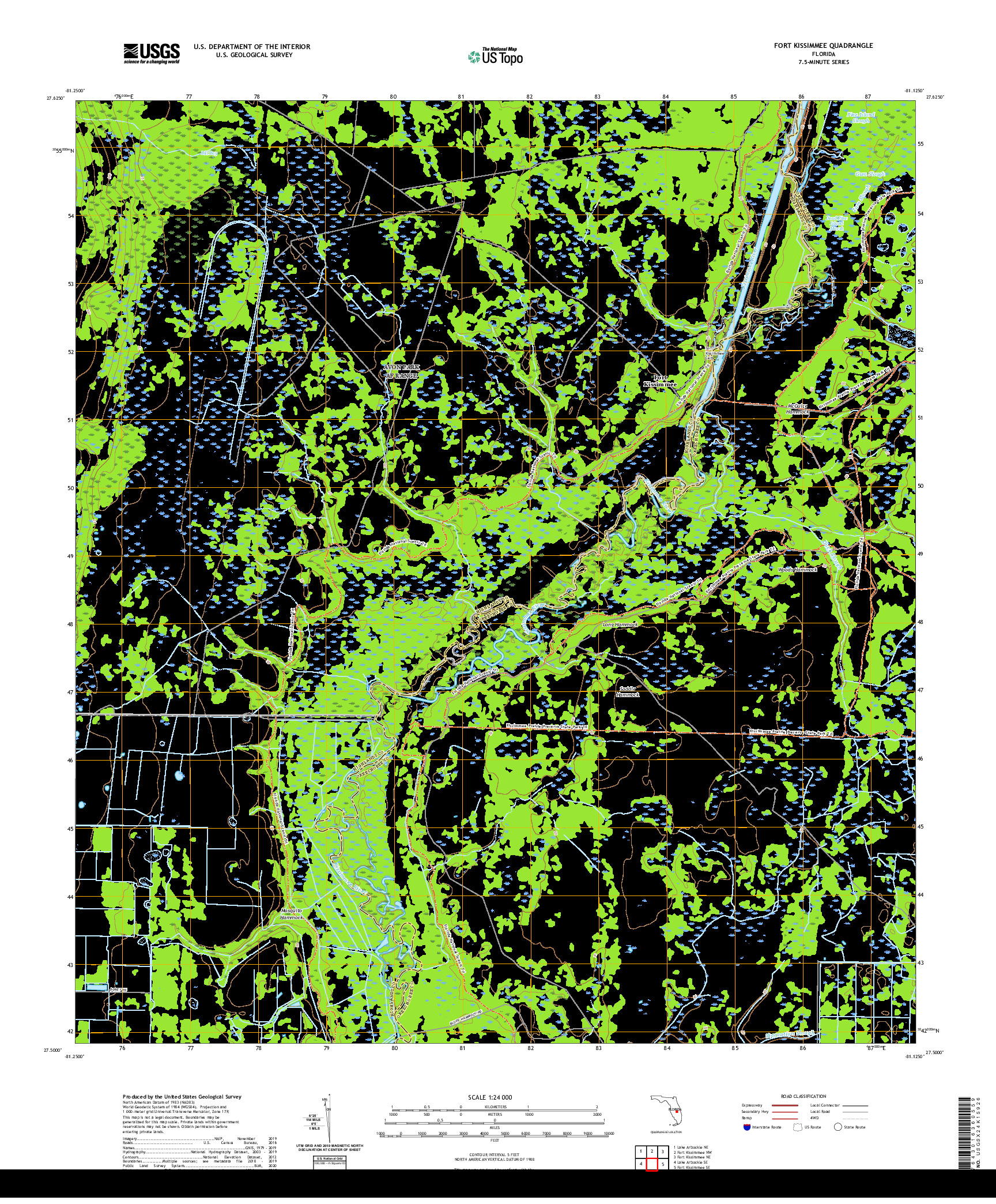 USGS US TOPO 7.5-MINUTE MAP FOR FORT KISSIMMEE, FL 2021