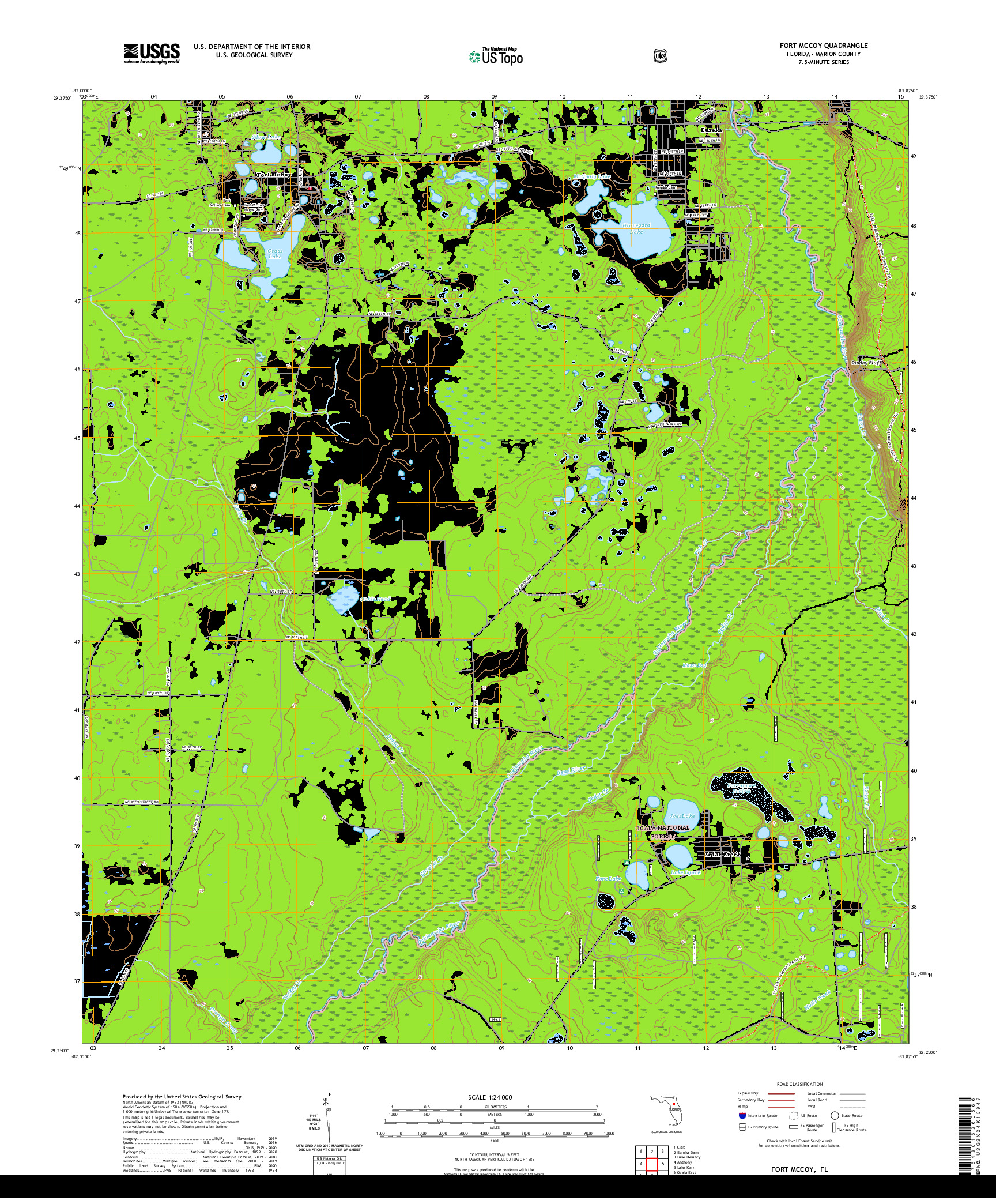 USGS US TOPO 7.5-MINUTE MAP FOR FORT MCCOY, FL 2021