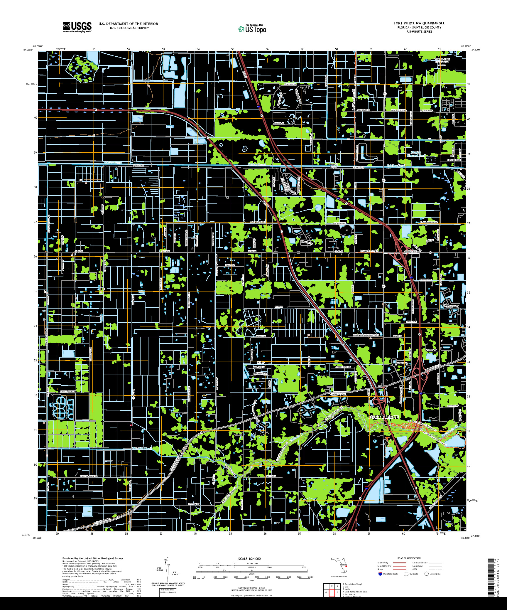 USGS US TOPO 7.5-MINUTE MAP FOR FORT PIERCE NW, FL 2021