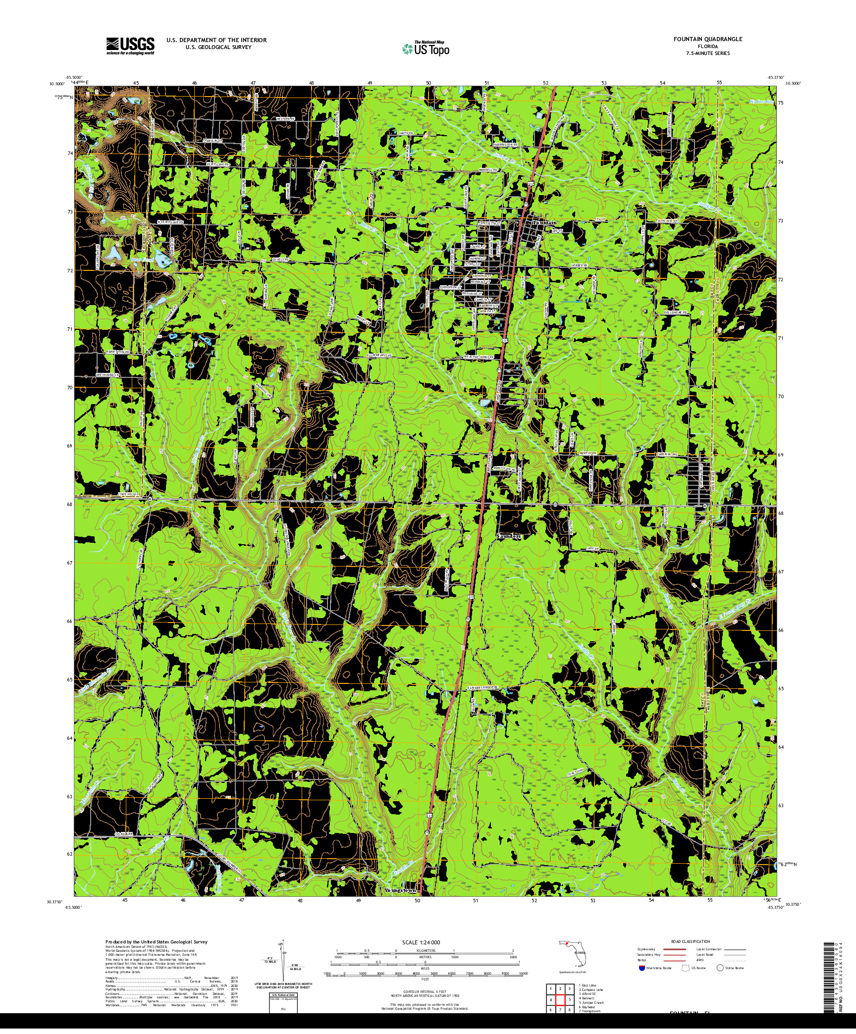 USGS US TOPO 7.5-MINUTE MAP FOR FOUNTAIN, FL 2021