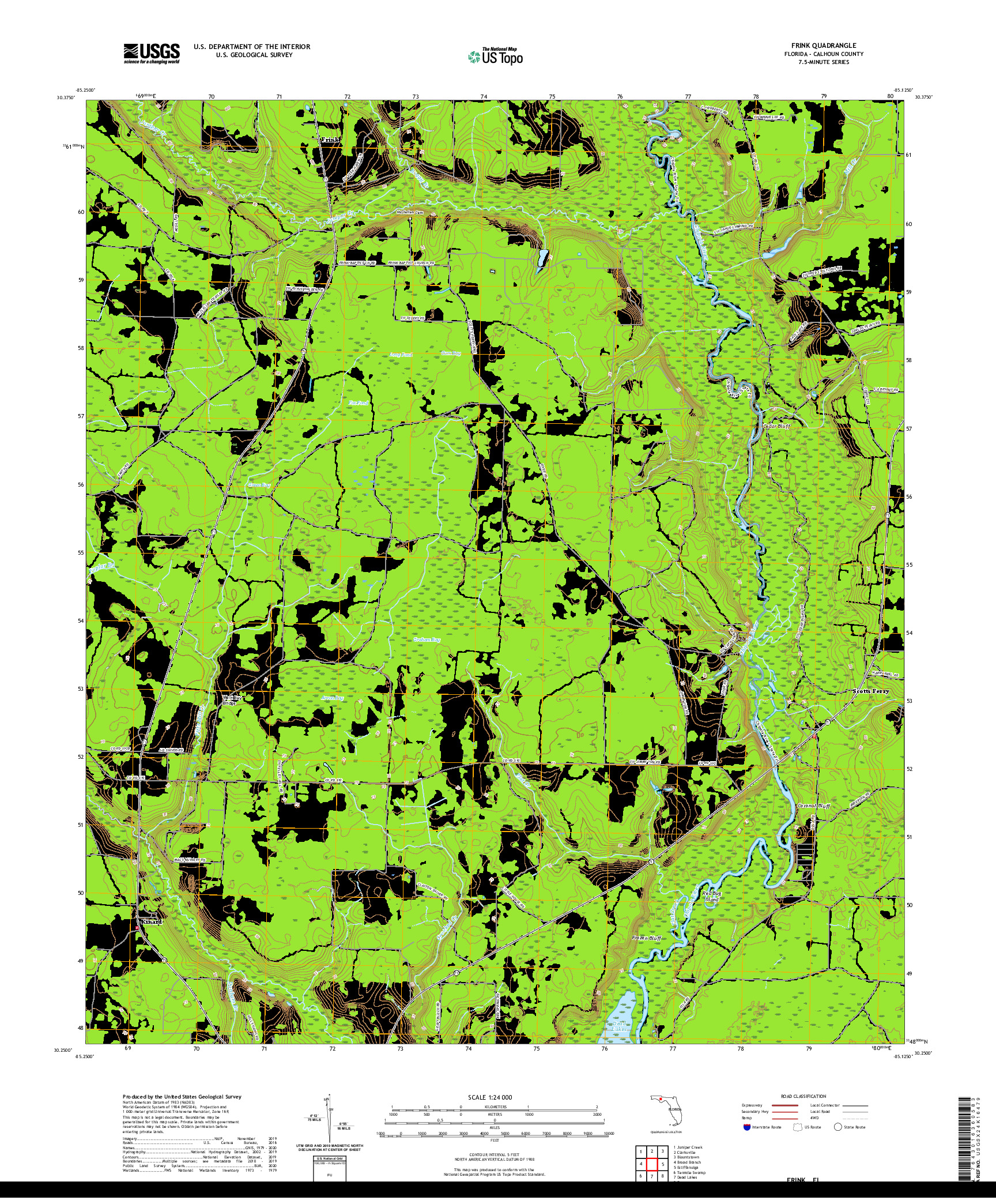 USGS US TOPO 7.5-MINUTE MAP FOR FRINK, FL 2021