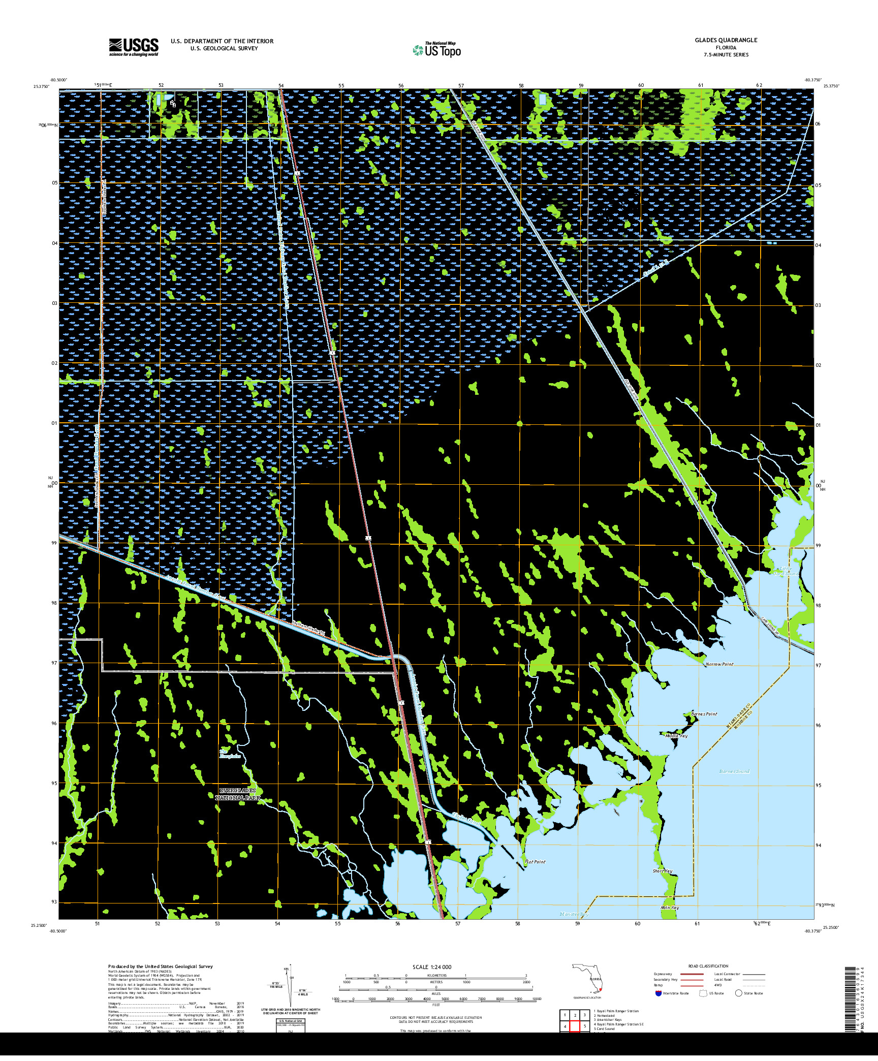 USGS US TOPO 7.5-MINUTE MAP FOR GLADES, FL 2021