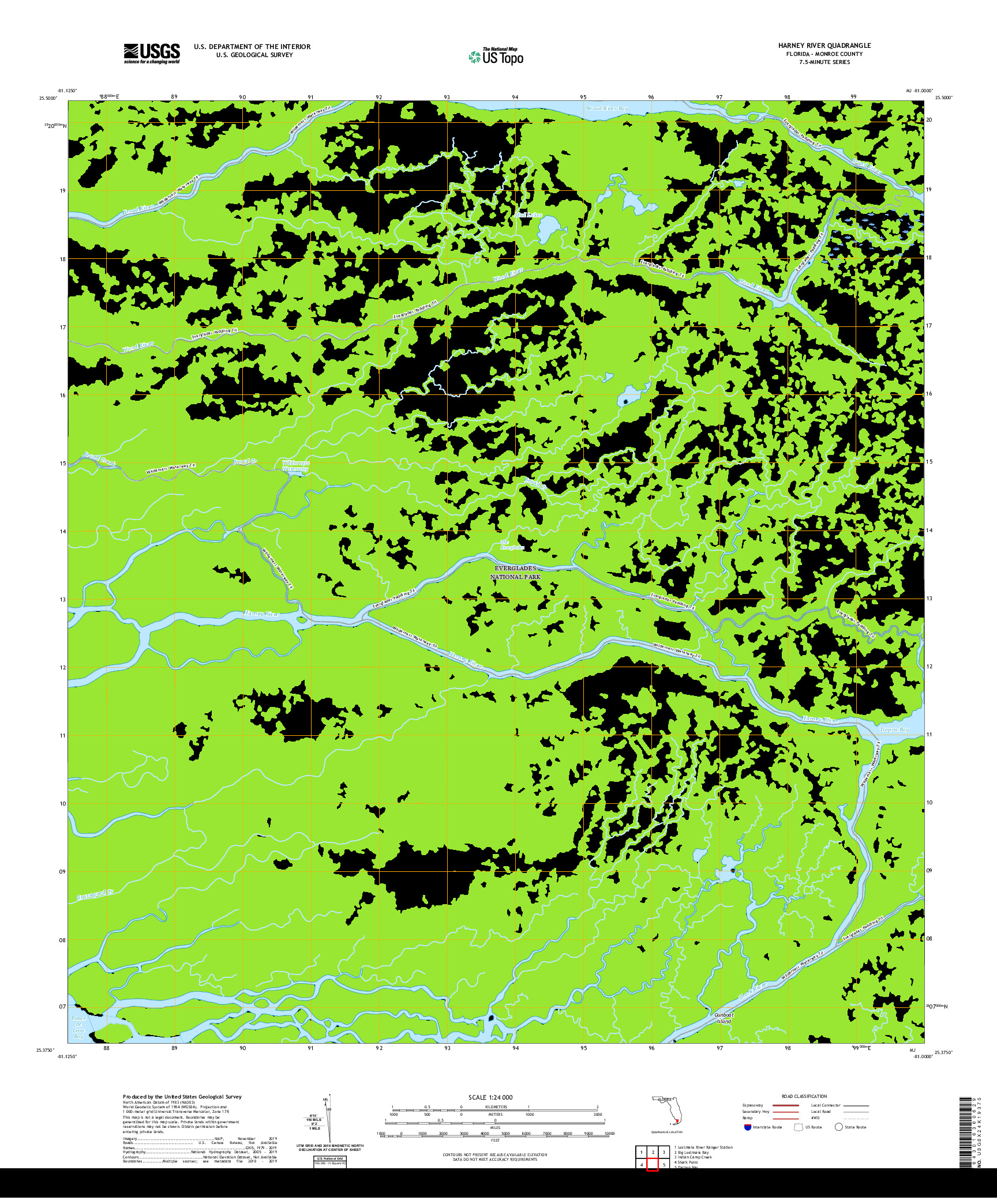 USGS US TOPO 7.5-MINUTE MAP FOR HARNEY RIVER, FL 2021