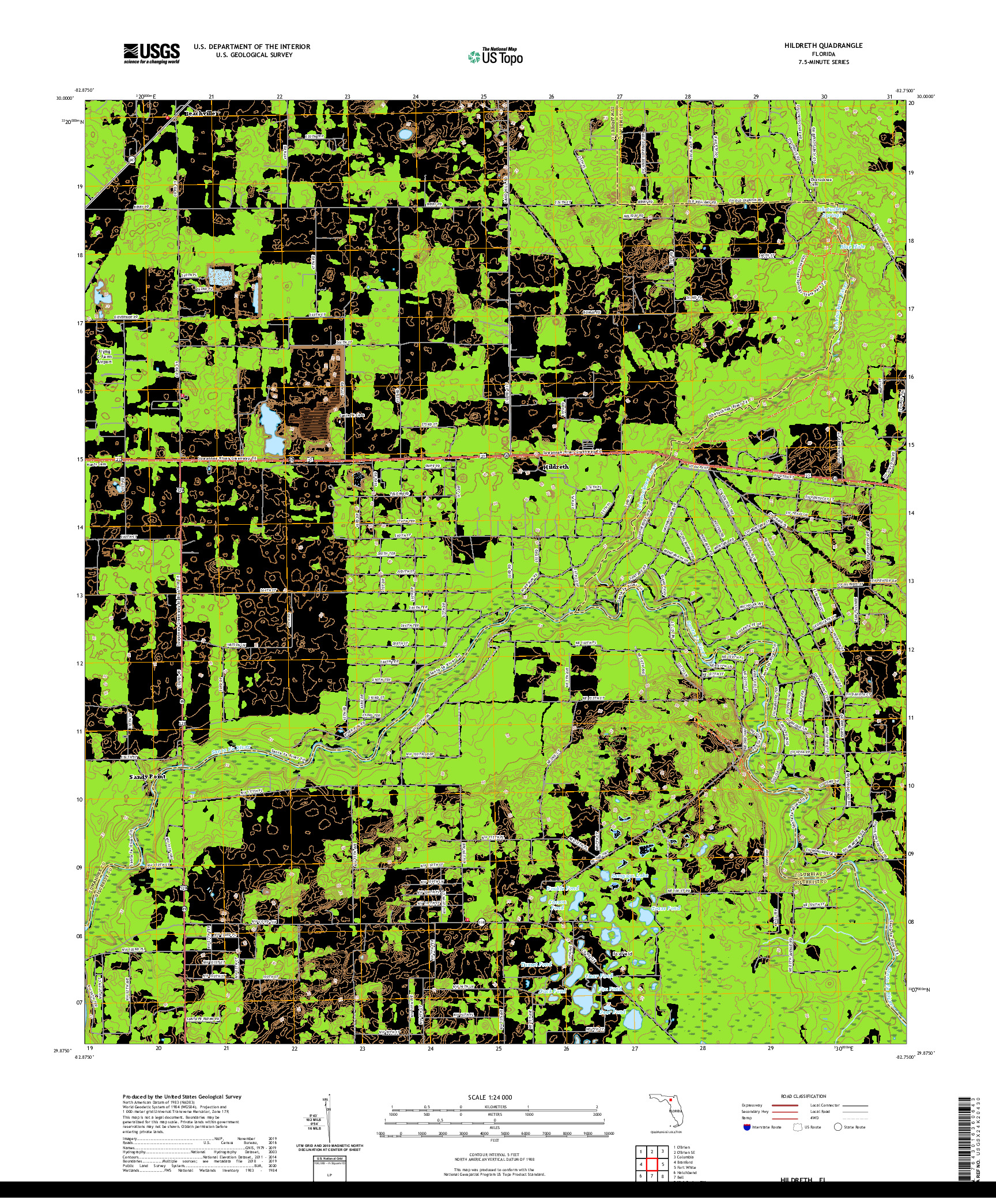 USGS US TOPO 7.5-MINUTE MAP FOR HILDRETH, FL 2021