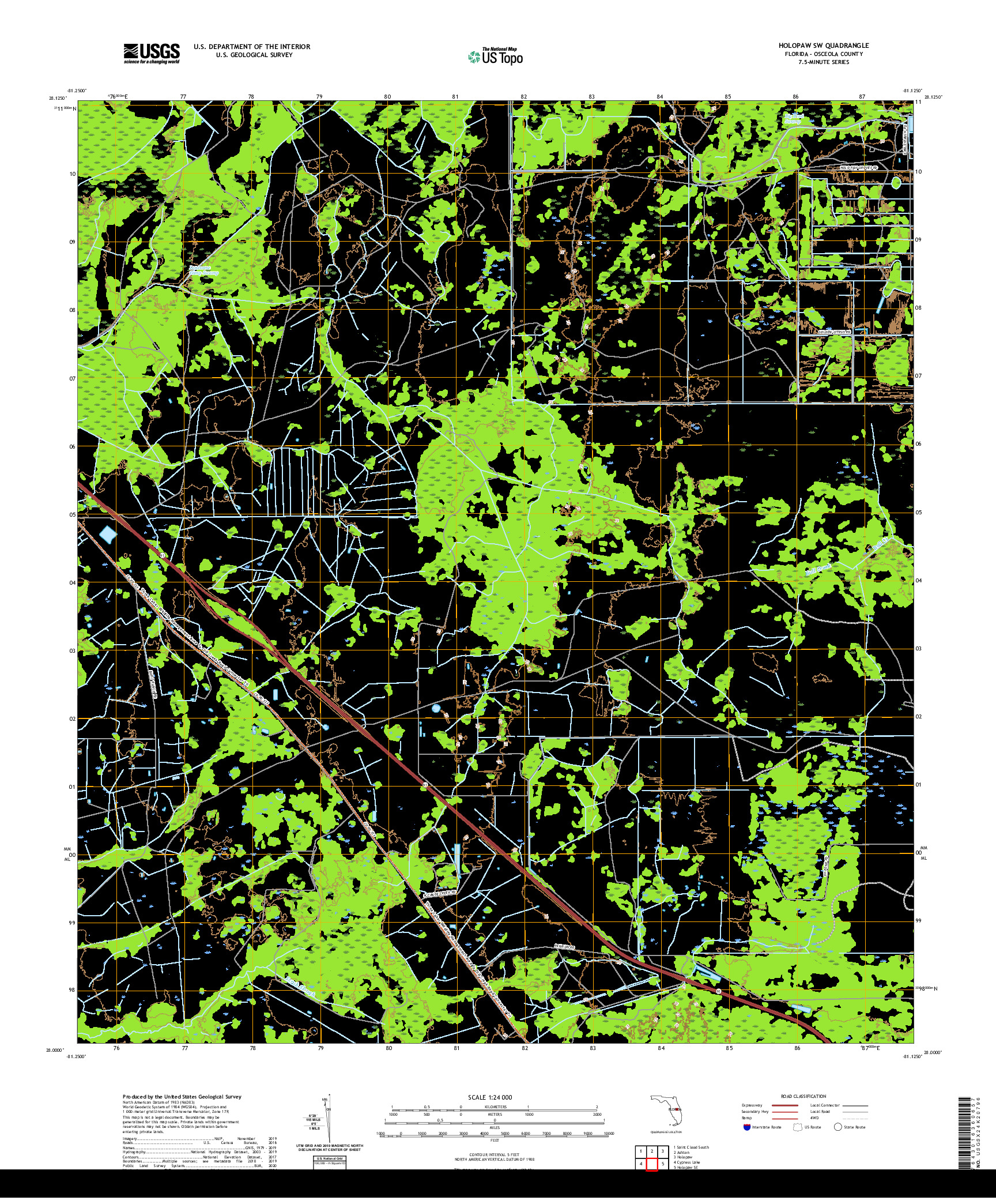 USGS US TOPO 7.5-MINUTE MAP FOR HOLOPAW SW, FL 2021