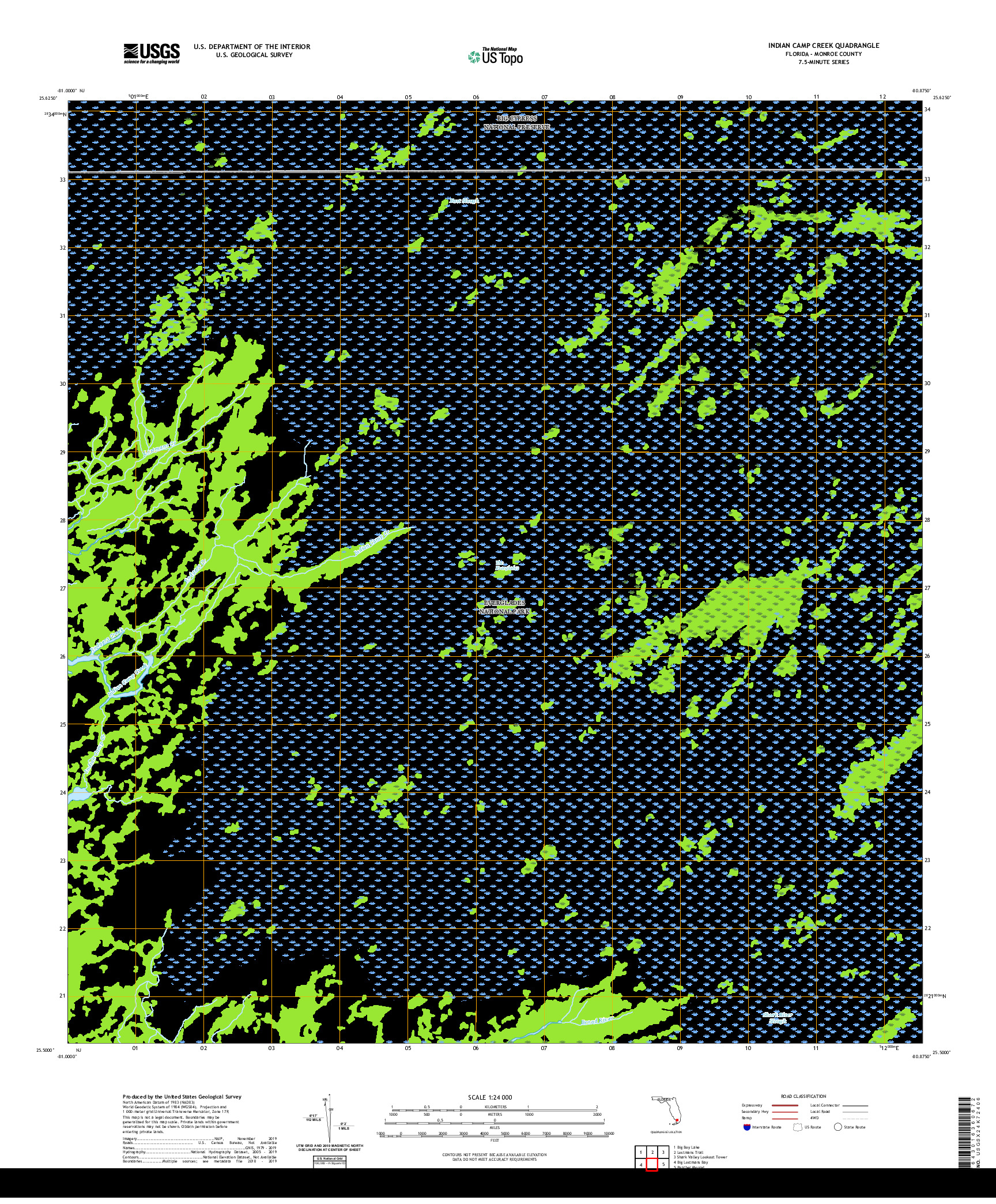 USGS US TOPO 7.5-MINUTE MAP FOR INDIAN CAMP CREEK, FL 2021