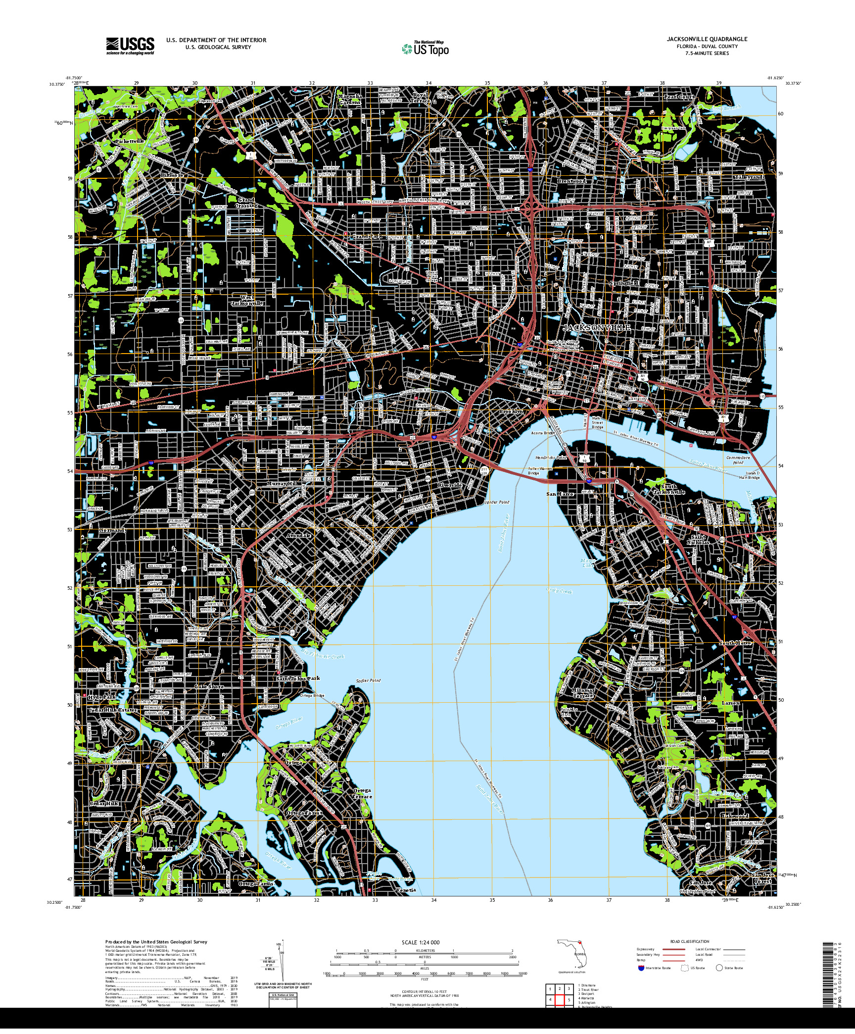 USGS US TOPO 7.5-MINUTE MAP FOR JACKSONVILLE, FL 2021