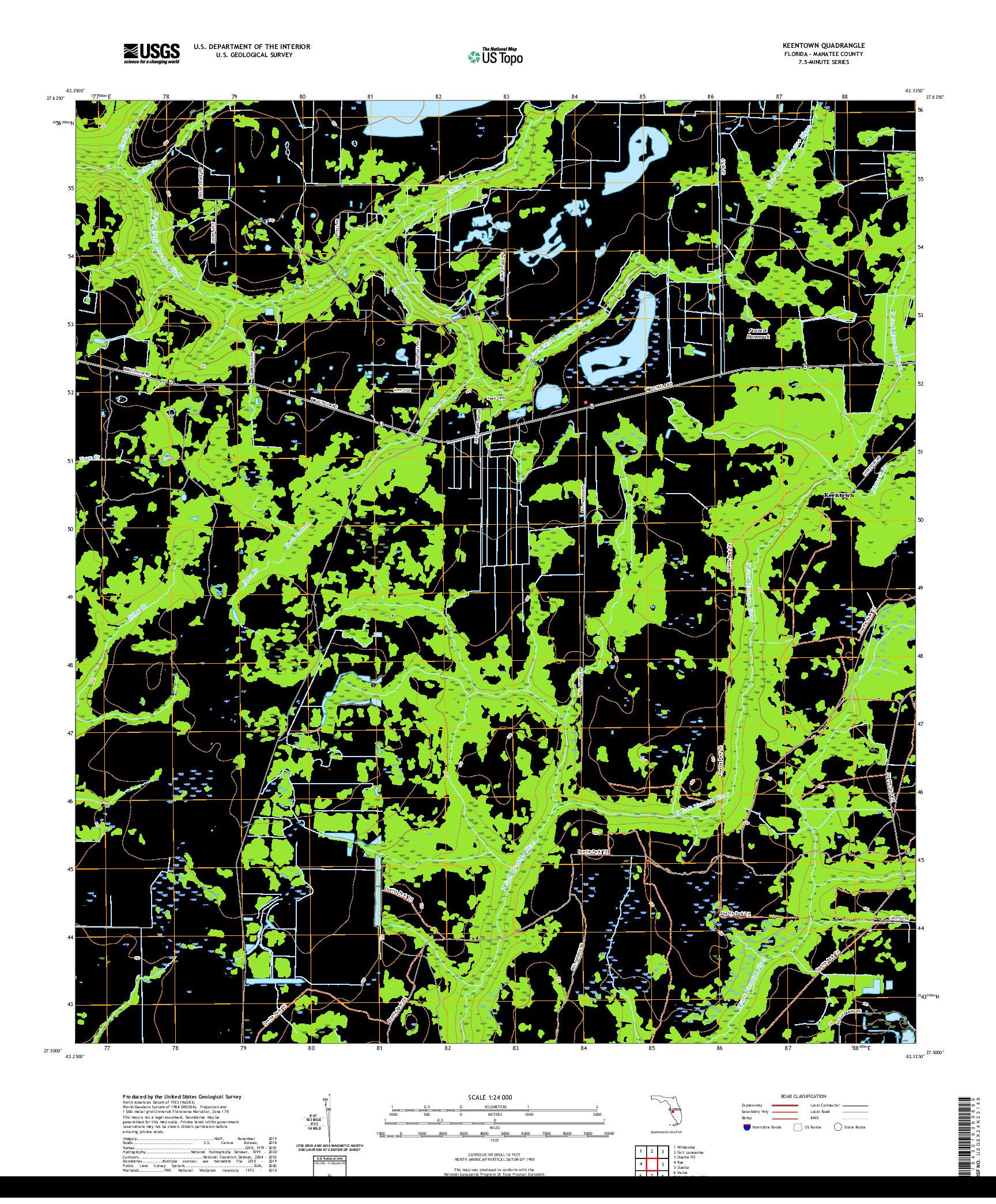 USGS US TOPO 7.5-MINUTE MAP FOR KEENTOWN, FL 2021