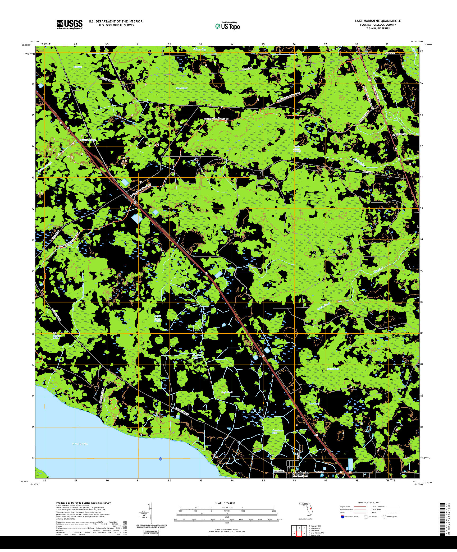 USGS US TOPO 7.5-MINUTE MAP FOR LAKE MARIAN NE, FL 2021