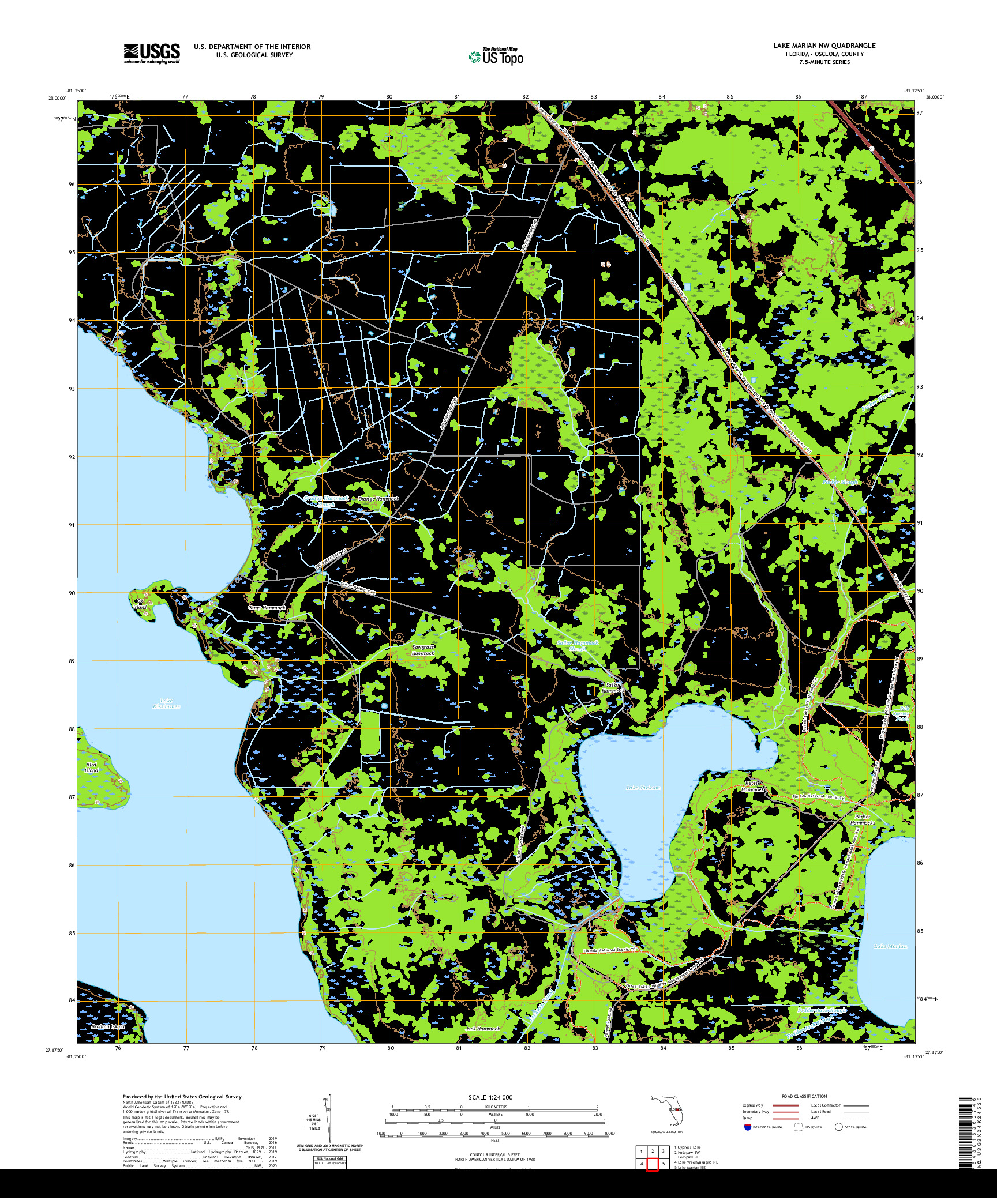 USGS US TOPO 7.5-MINUTE MAP FOR LAKE MARIAN NW, FL 2021