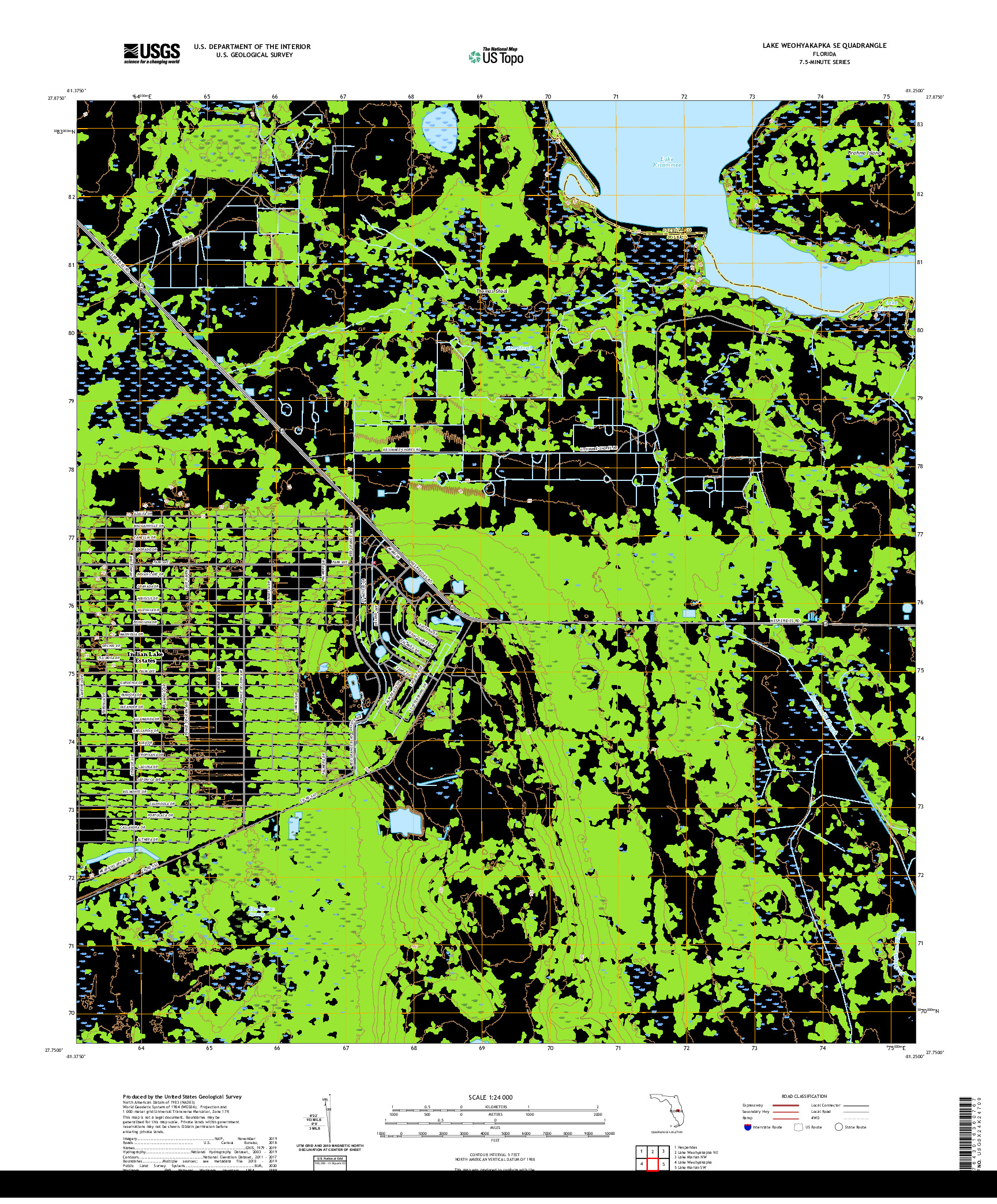 USGS US TOPO 7.5-MINUTE MAP FOR LAKE WEOHYAKAPKA SE, FL 2021