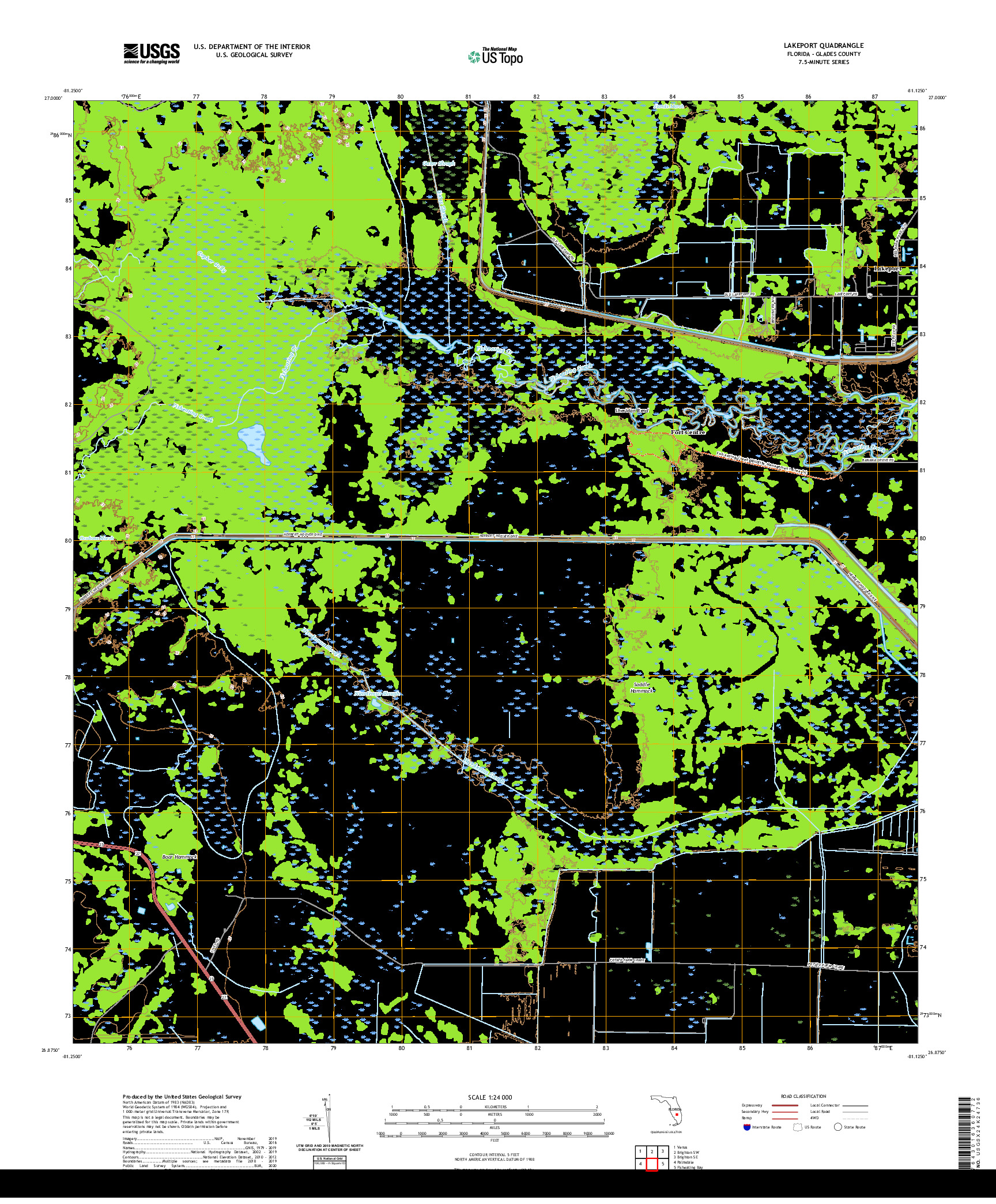 USGS US TOPO 7.5-MINUTE MAP FOR LAKEPORT, FL 2021